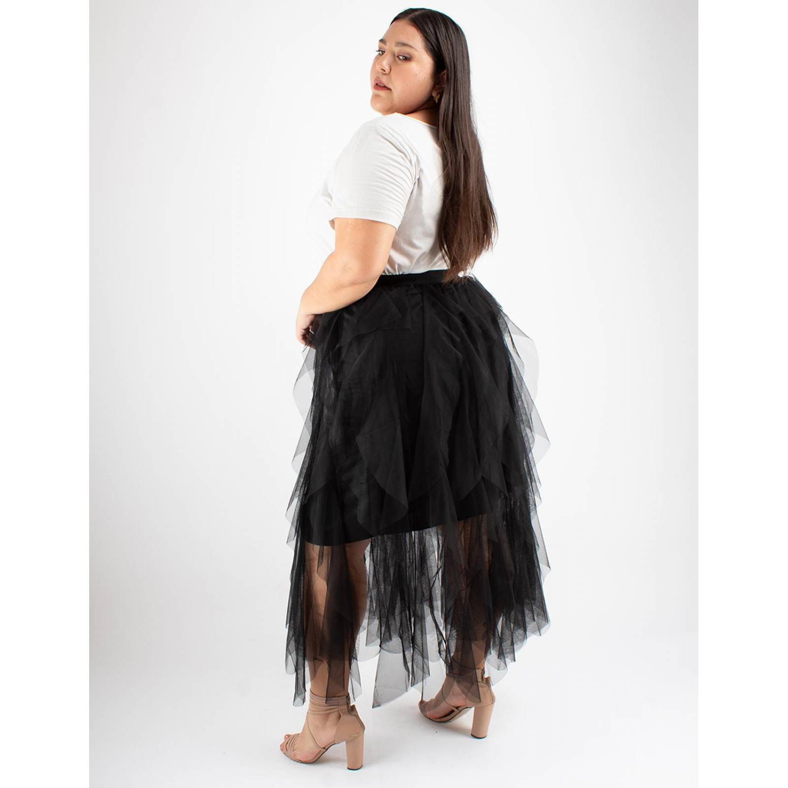 Maxi falda de tul con olanes Curvy 
