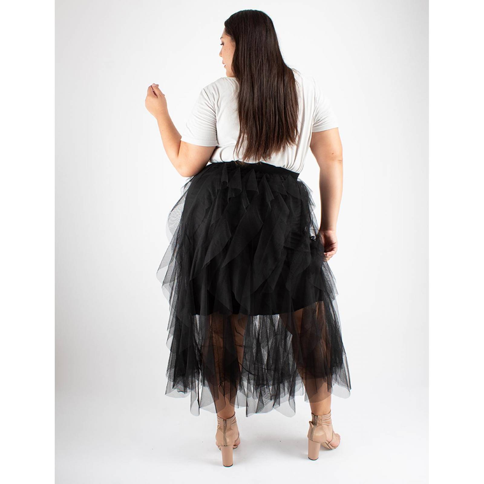 Maxi falda de tul con olanes Curvy 