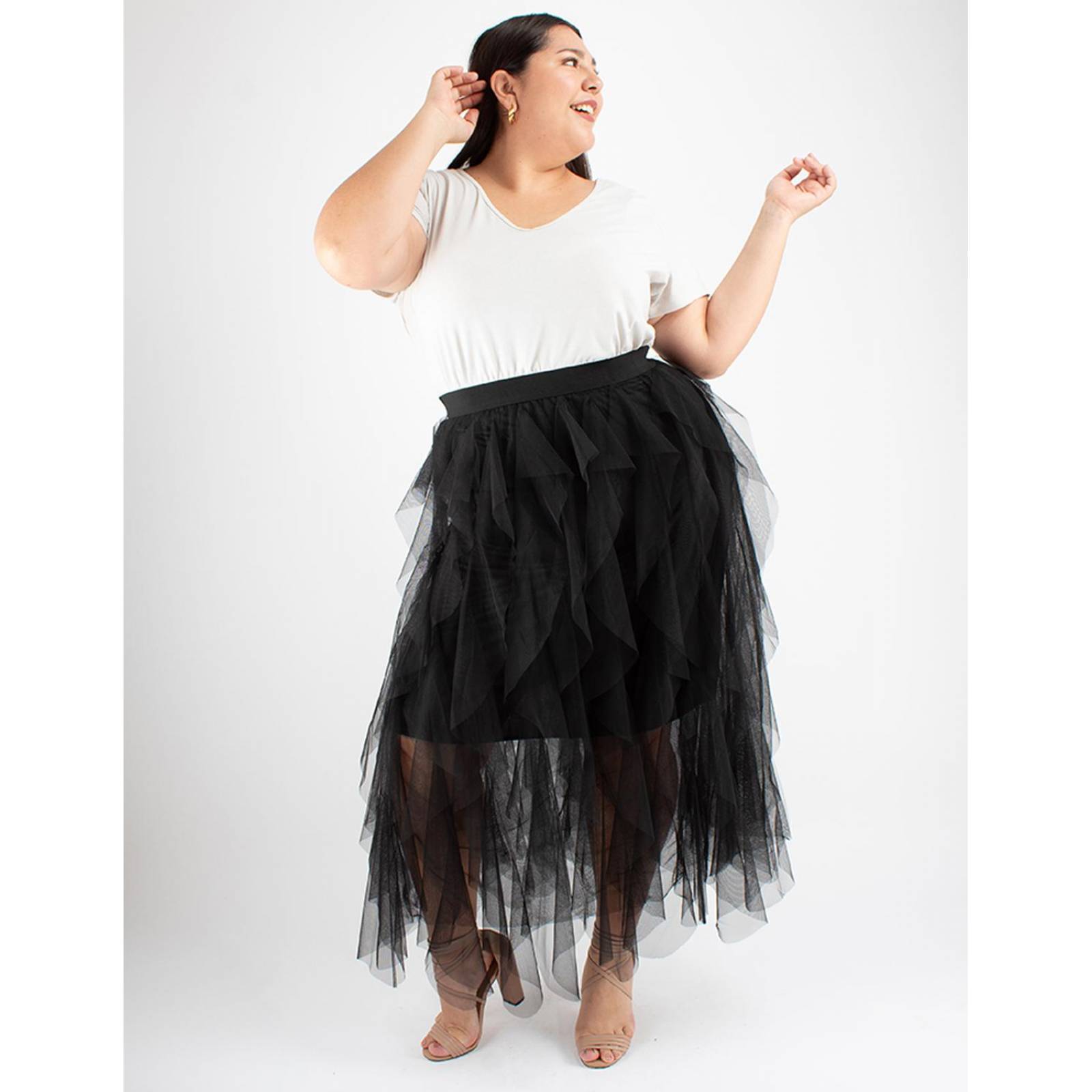 Maxi falda de tul con olanes Curvy 