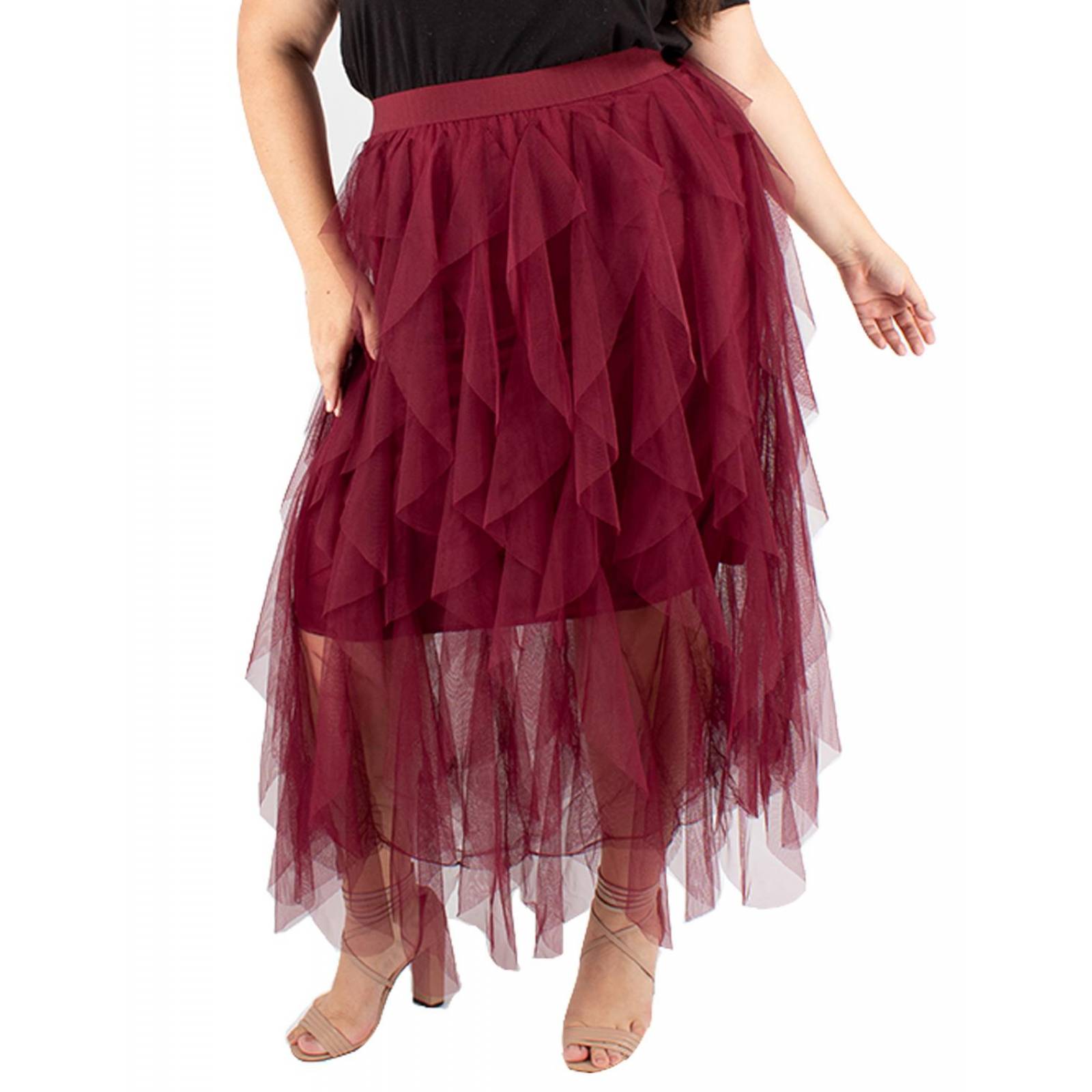 Maxi falda de tul con olanes Curvy 