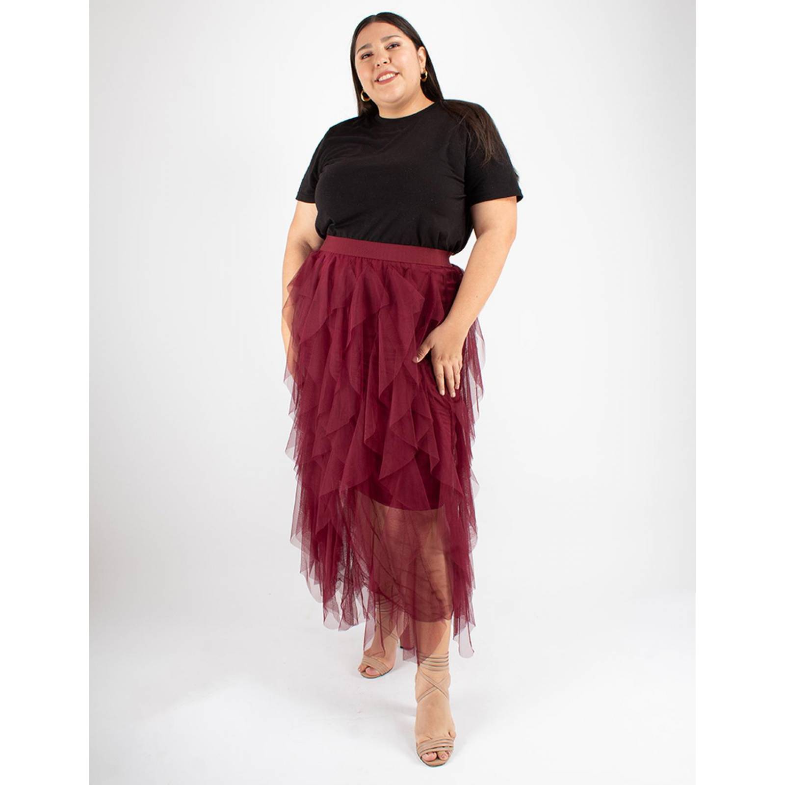 Maxi falda de tul con olanes Curvy 