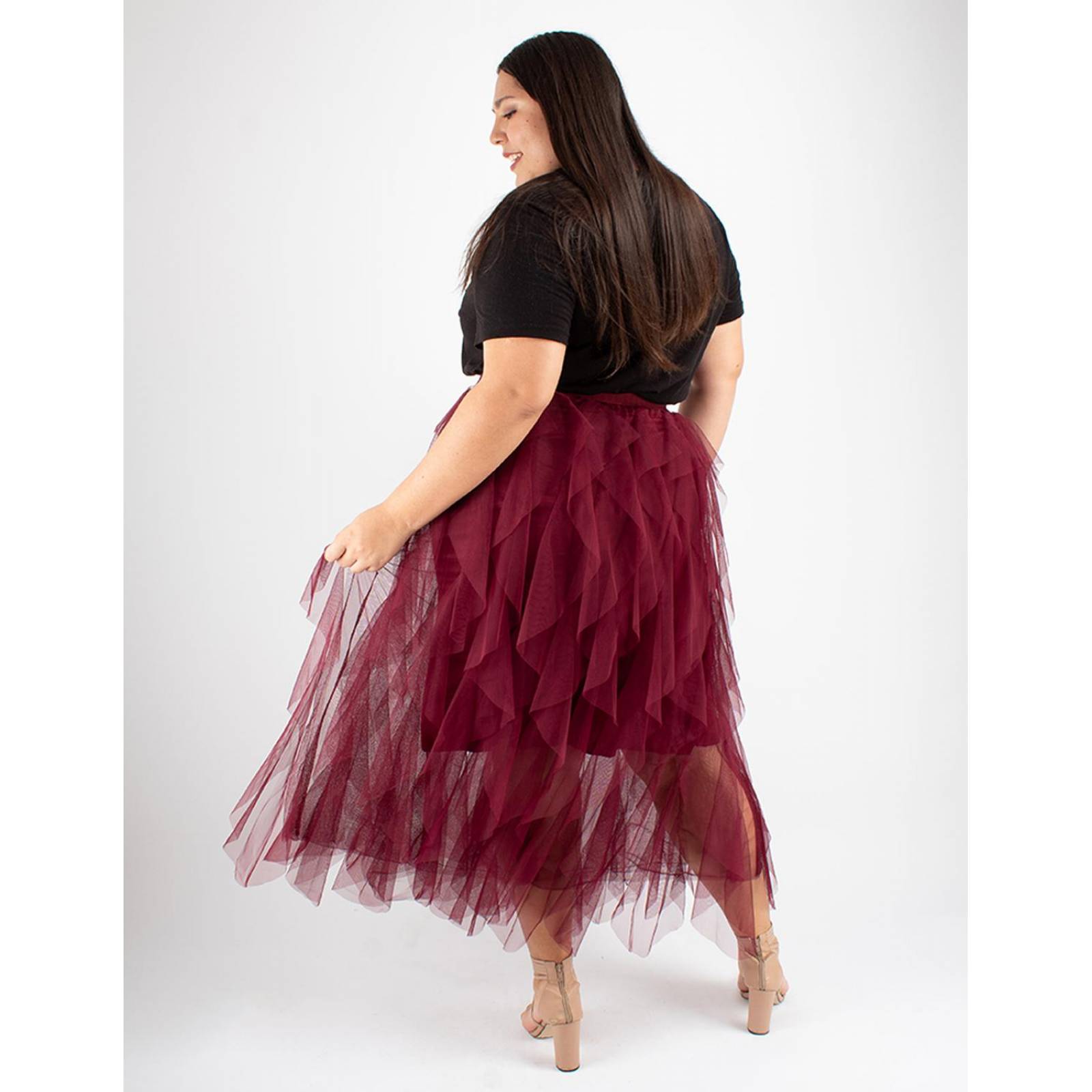 Maxi falda de tul con olanes Curvy 