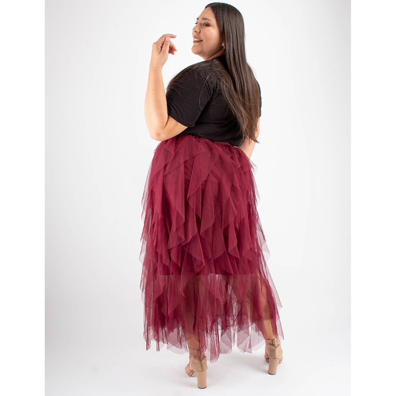 Maxi falda de tul con olanes Curvy 