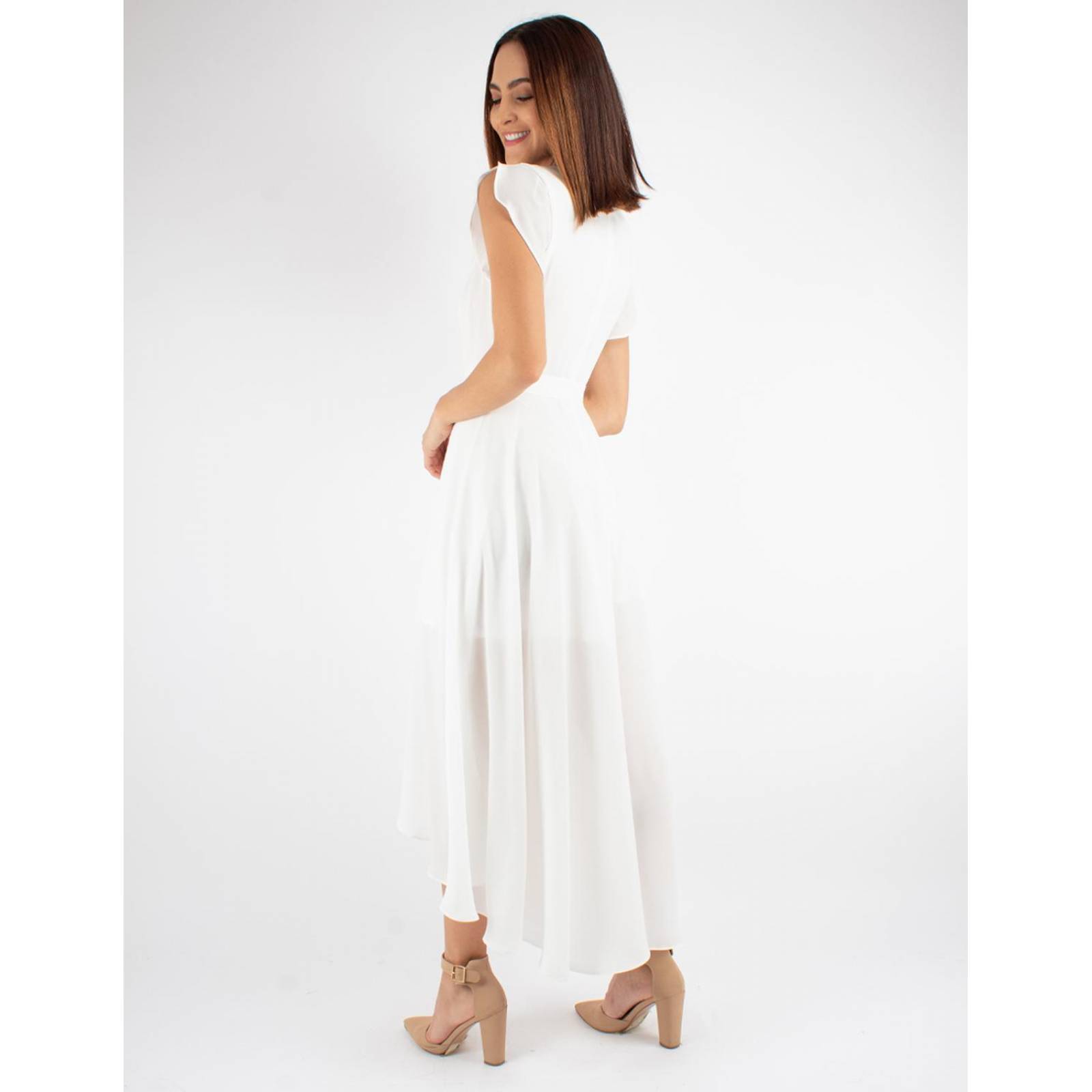 Vestido fluido falda envolvente con cinto