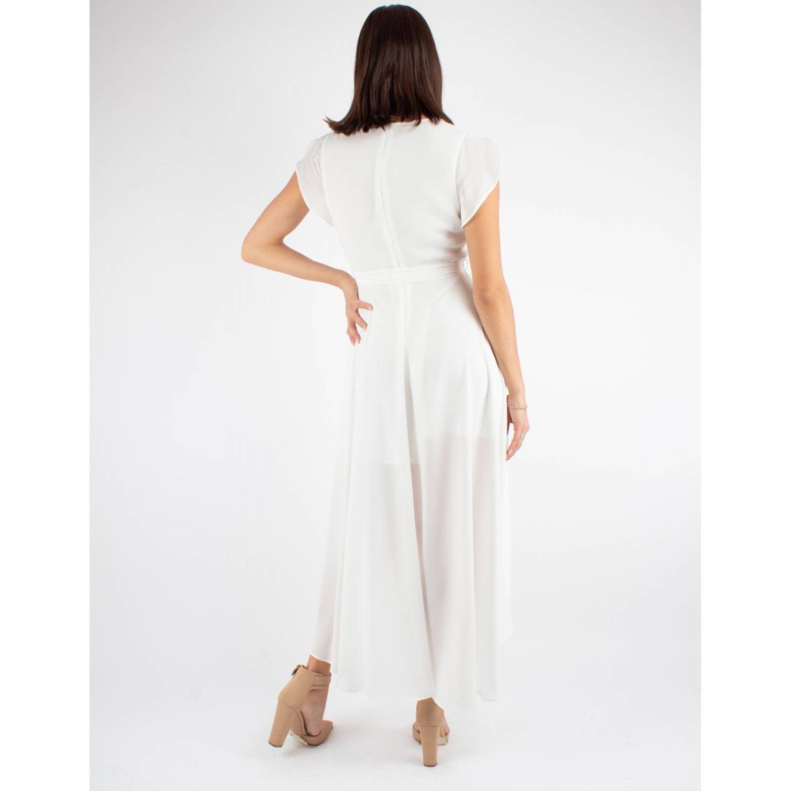 Vestido fluido falda envolvente con cinto