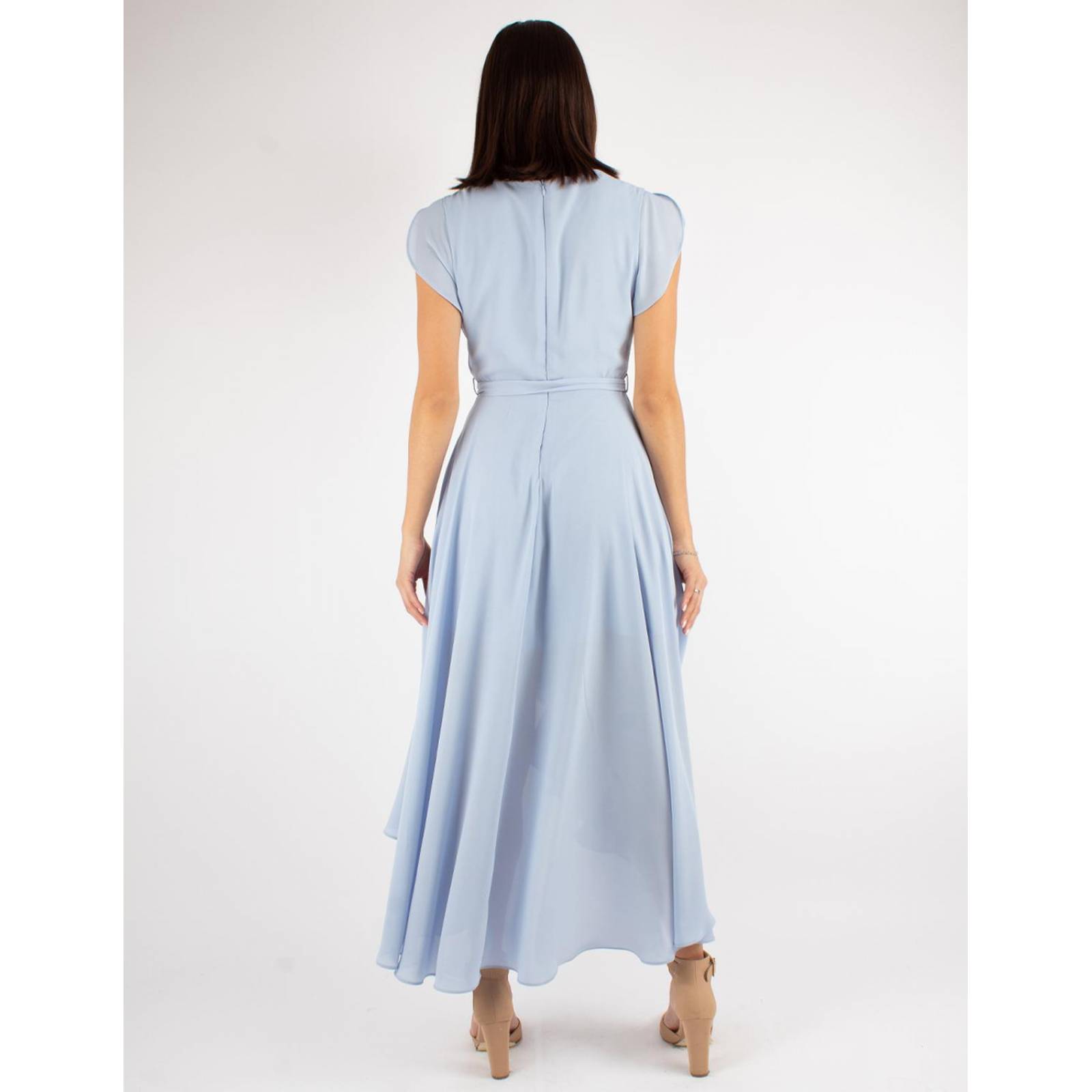 Vestido fluido falda envolvente con cinto