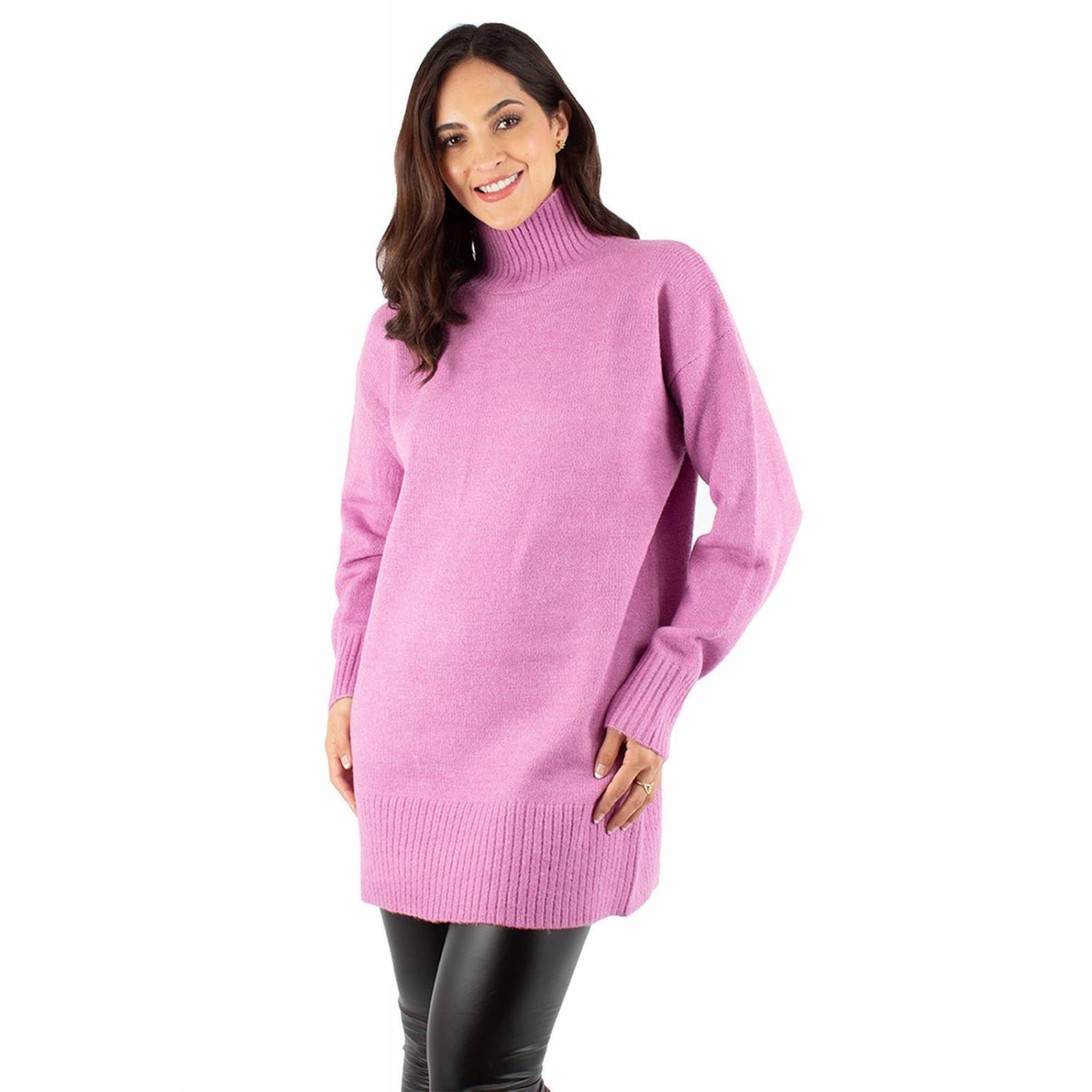 Blusón Mini dress de tejido grueso cuello alto 