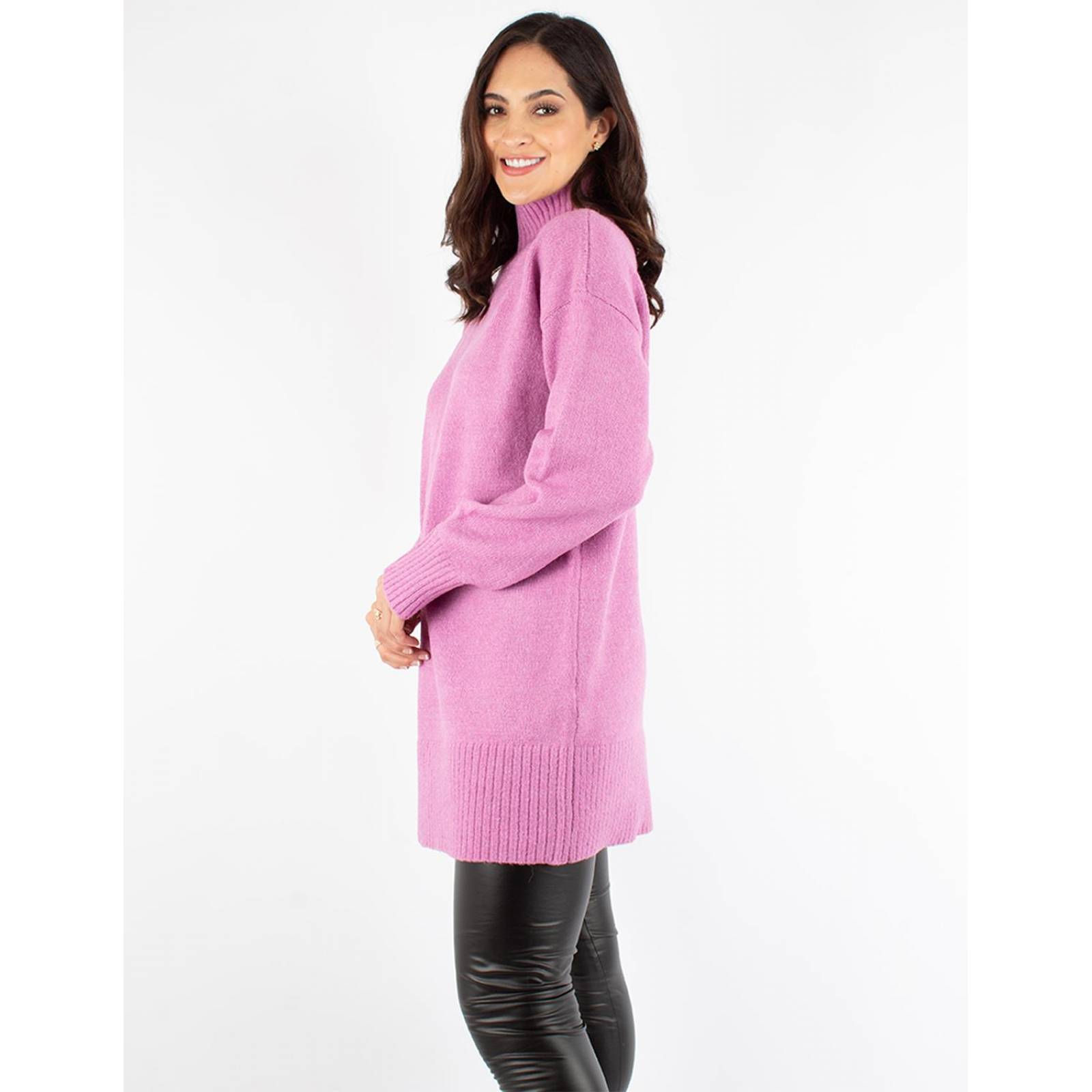 Blusón Mini dress de tejido grueso cuello alto 