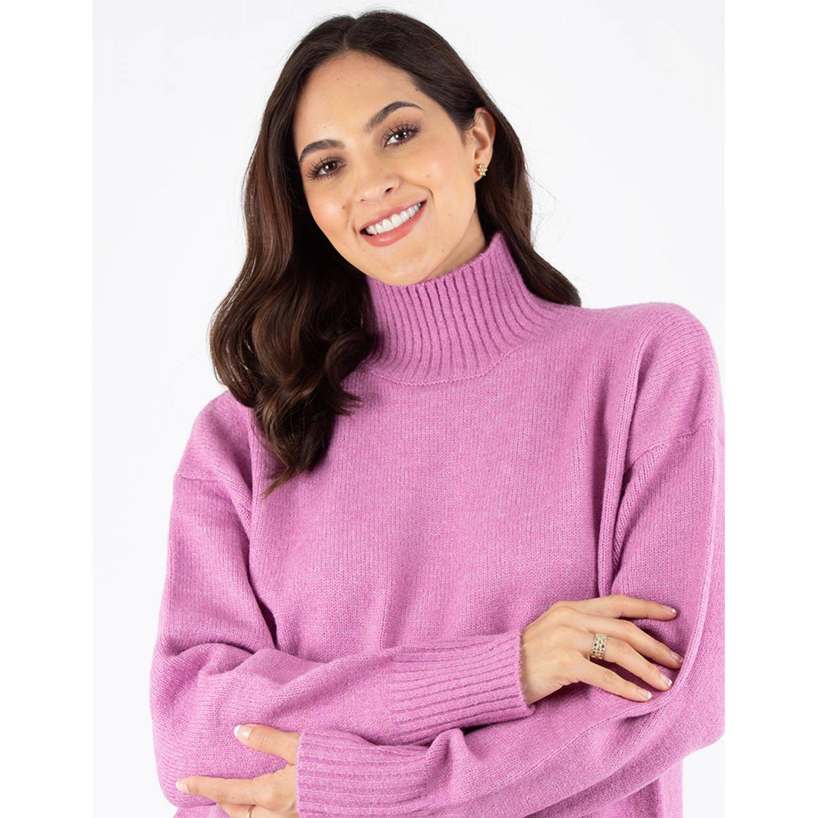 Blusón Mini dress de tejido grueso cuello alto 