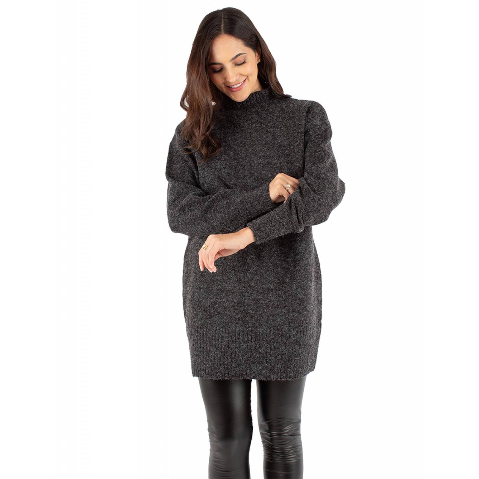 Blusón Mini dress de tejido grueso cuello alto 