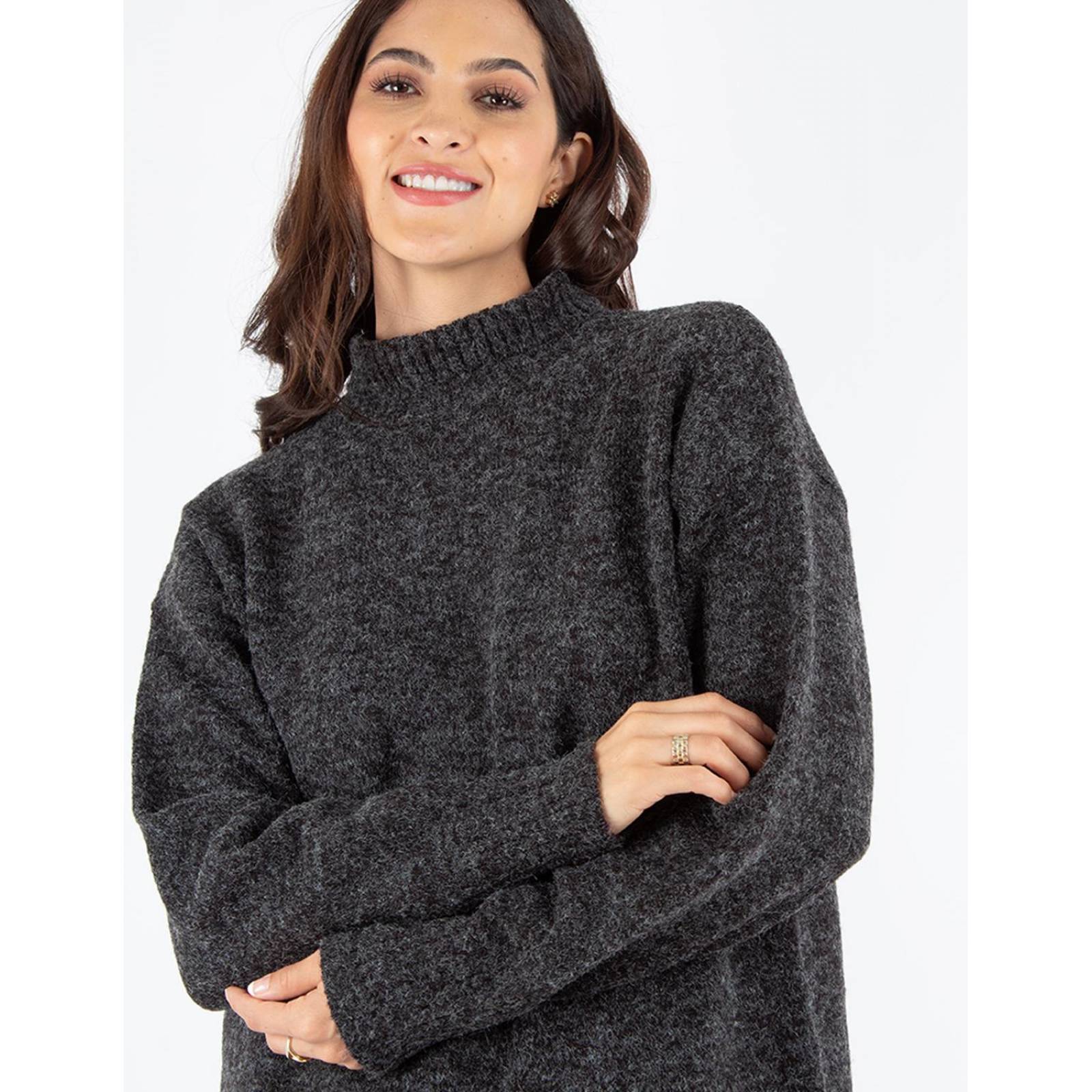 Blusón Mini dress de tejido grueso cuello alto 