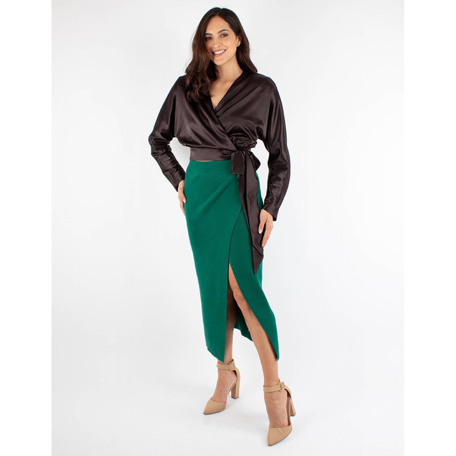 Falda lápiz tejida cruzada