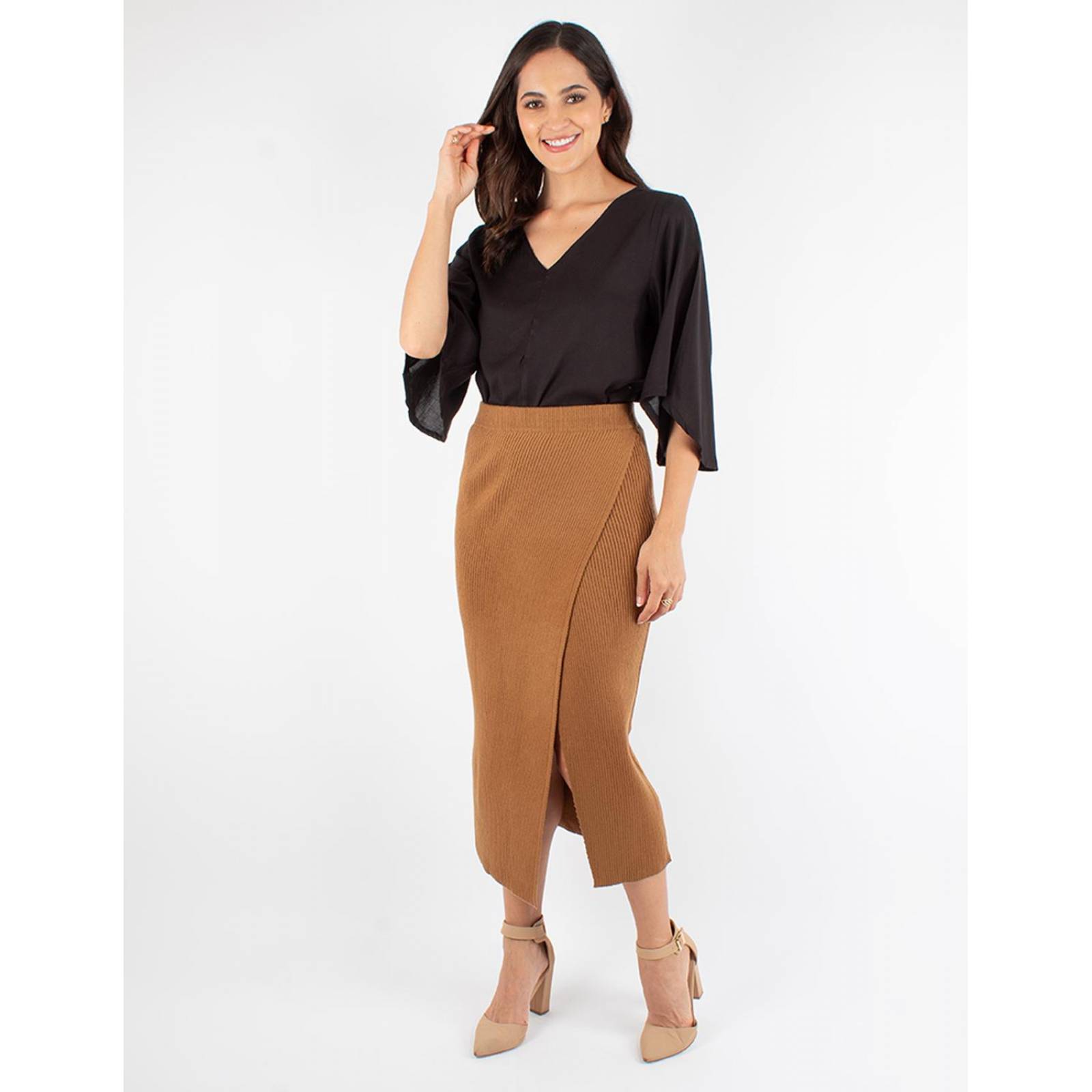 Falda lápiz tejida cruzada