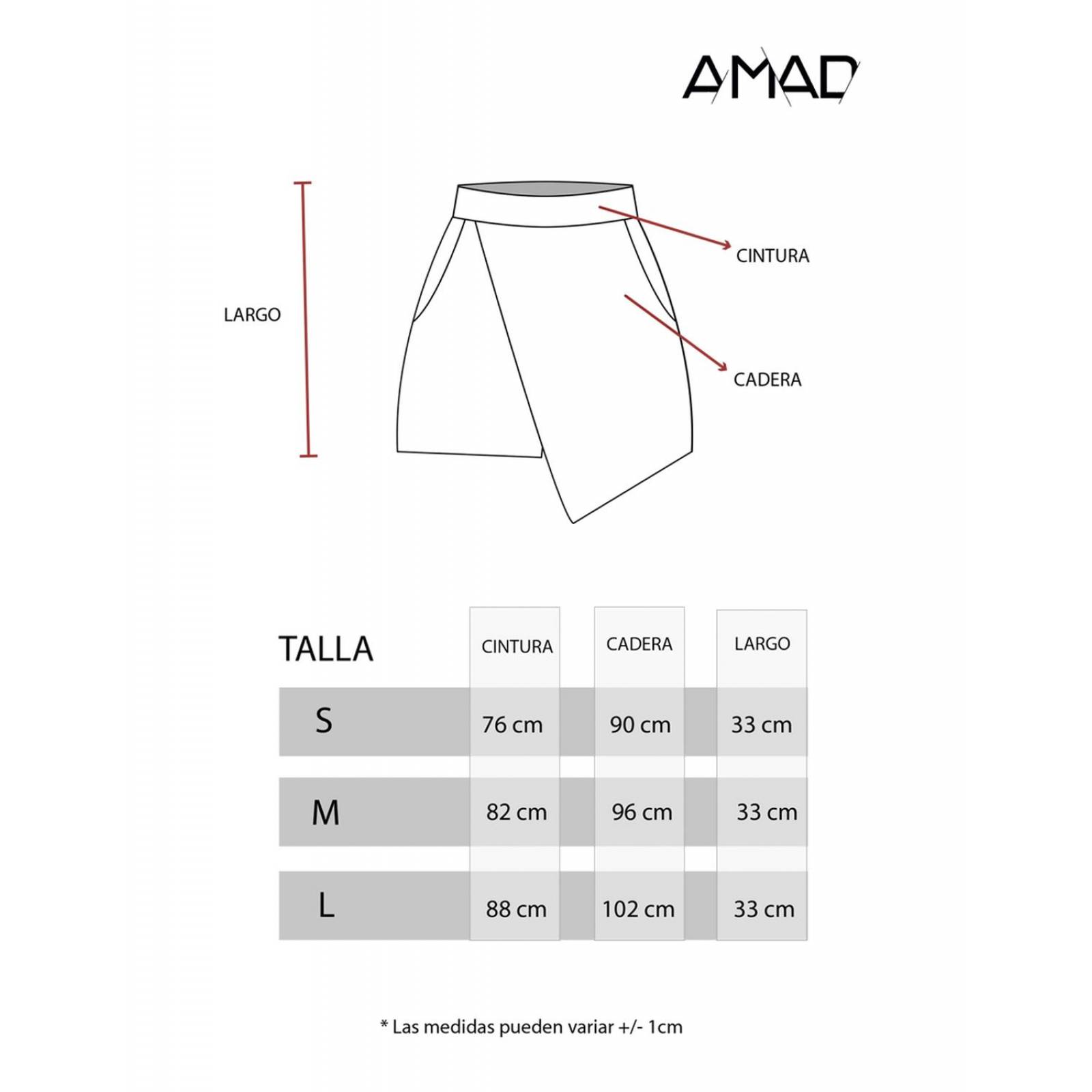 Falda short de lino con rayas amarillas AMAD para dama 