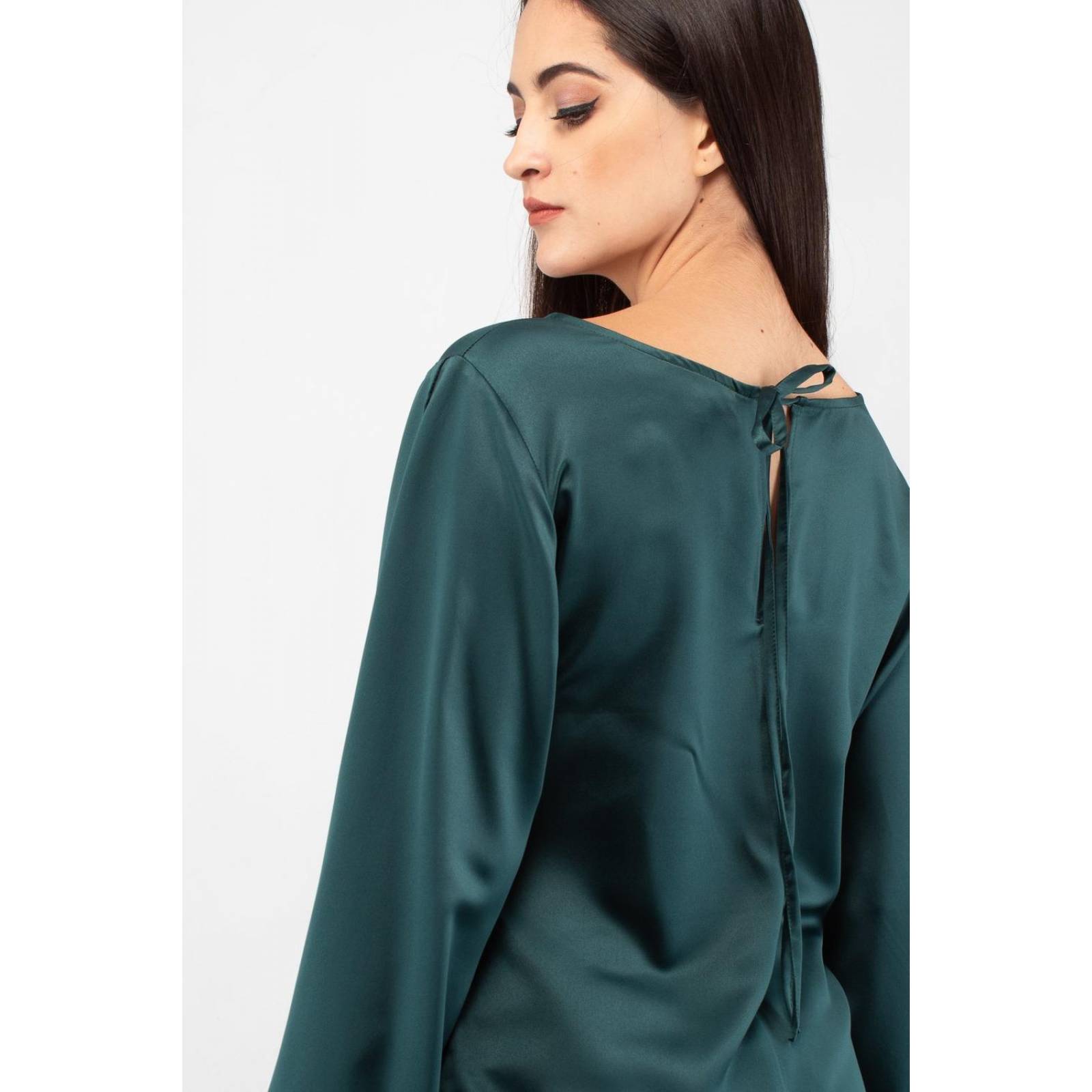 Blusa verde manga larga abierta AMAD para dama 