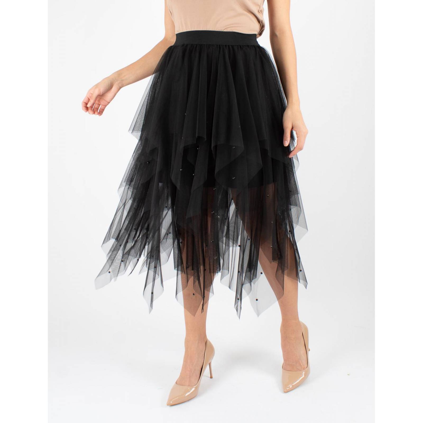 Falda tul de picos con perlas
