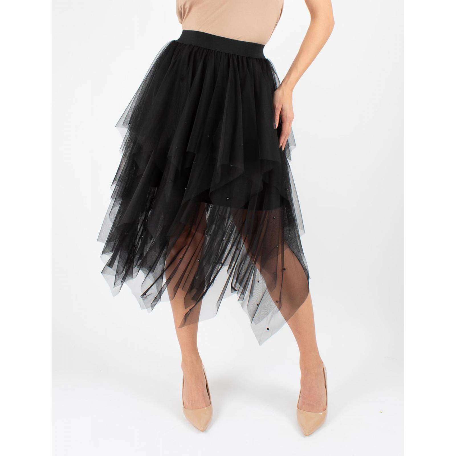 Falda tul de picos con perlas