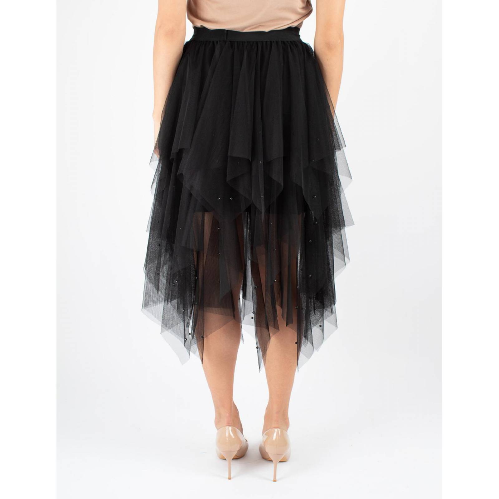 Falda tul de picos con perlas