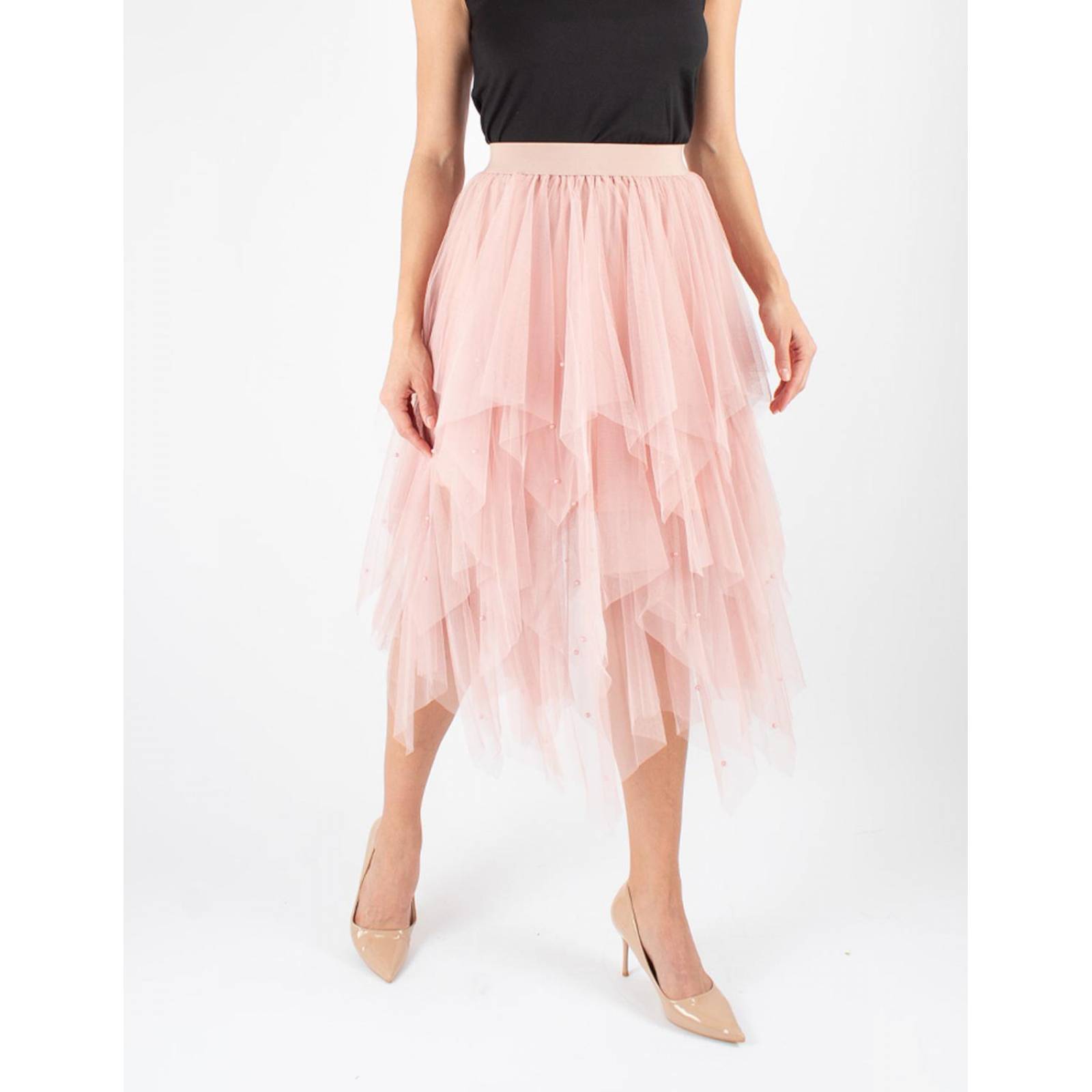 Falda tul de picos con perlas