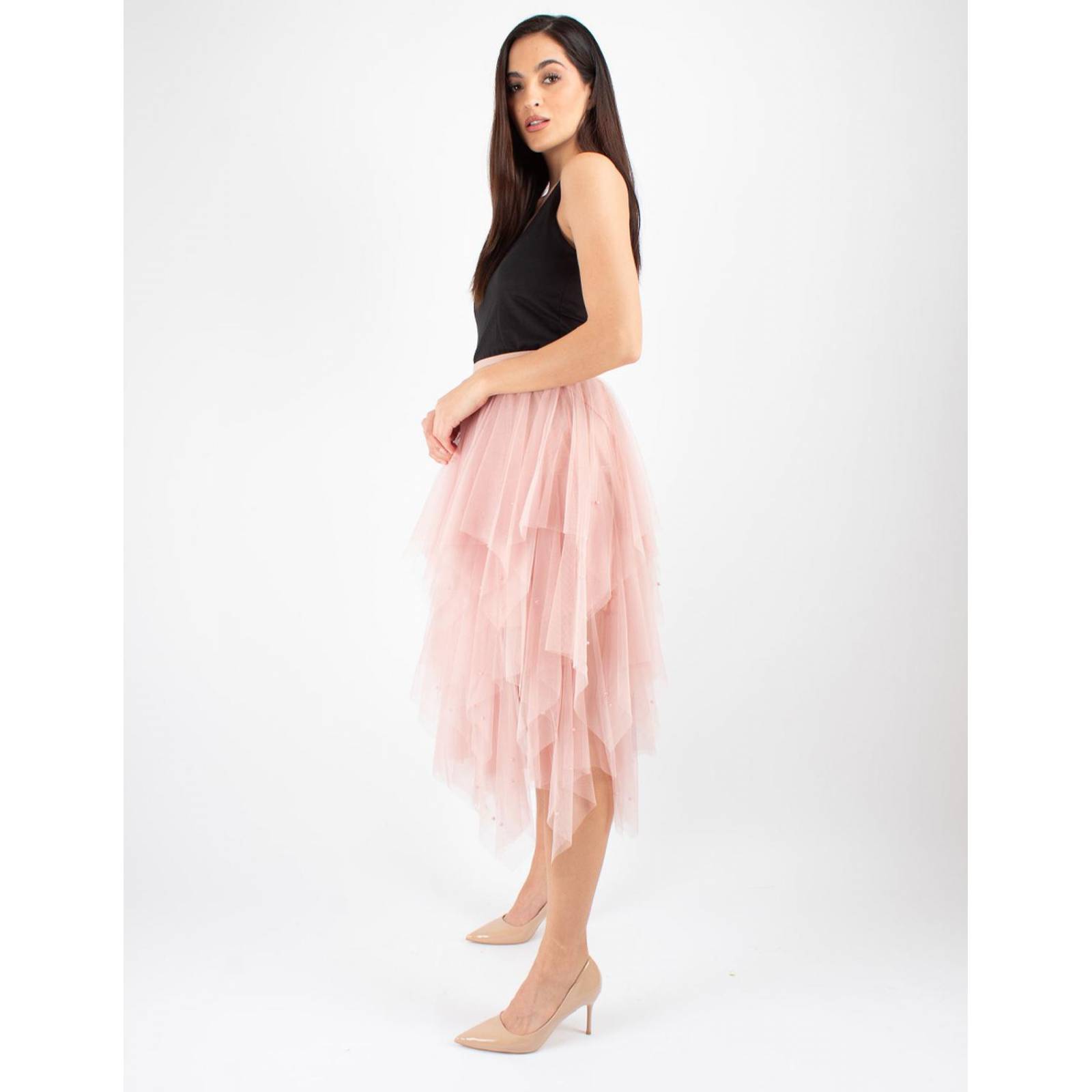 Falda tul de picos con perlas