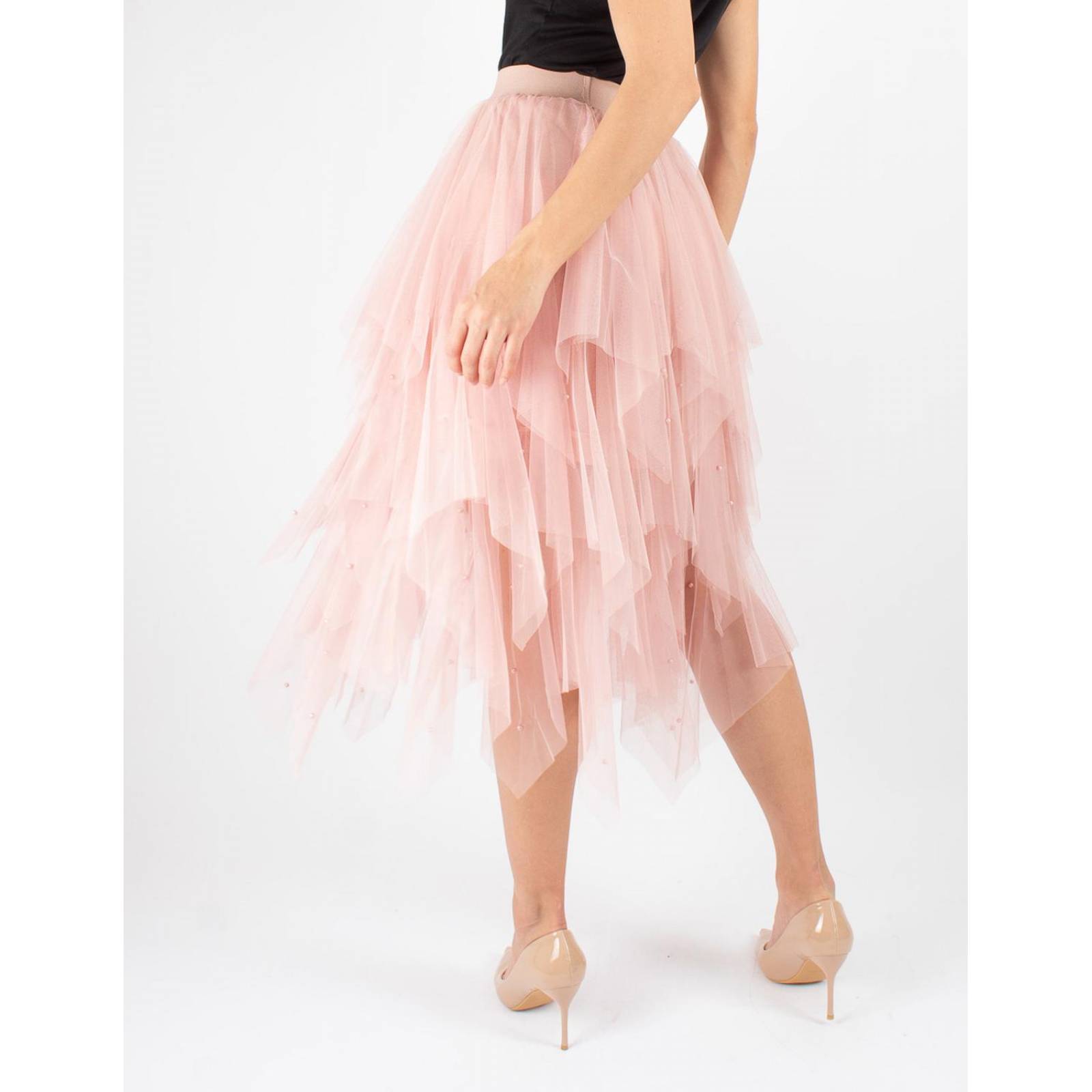 Falda tul de picos con perlas