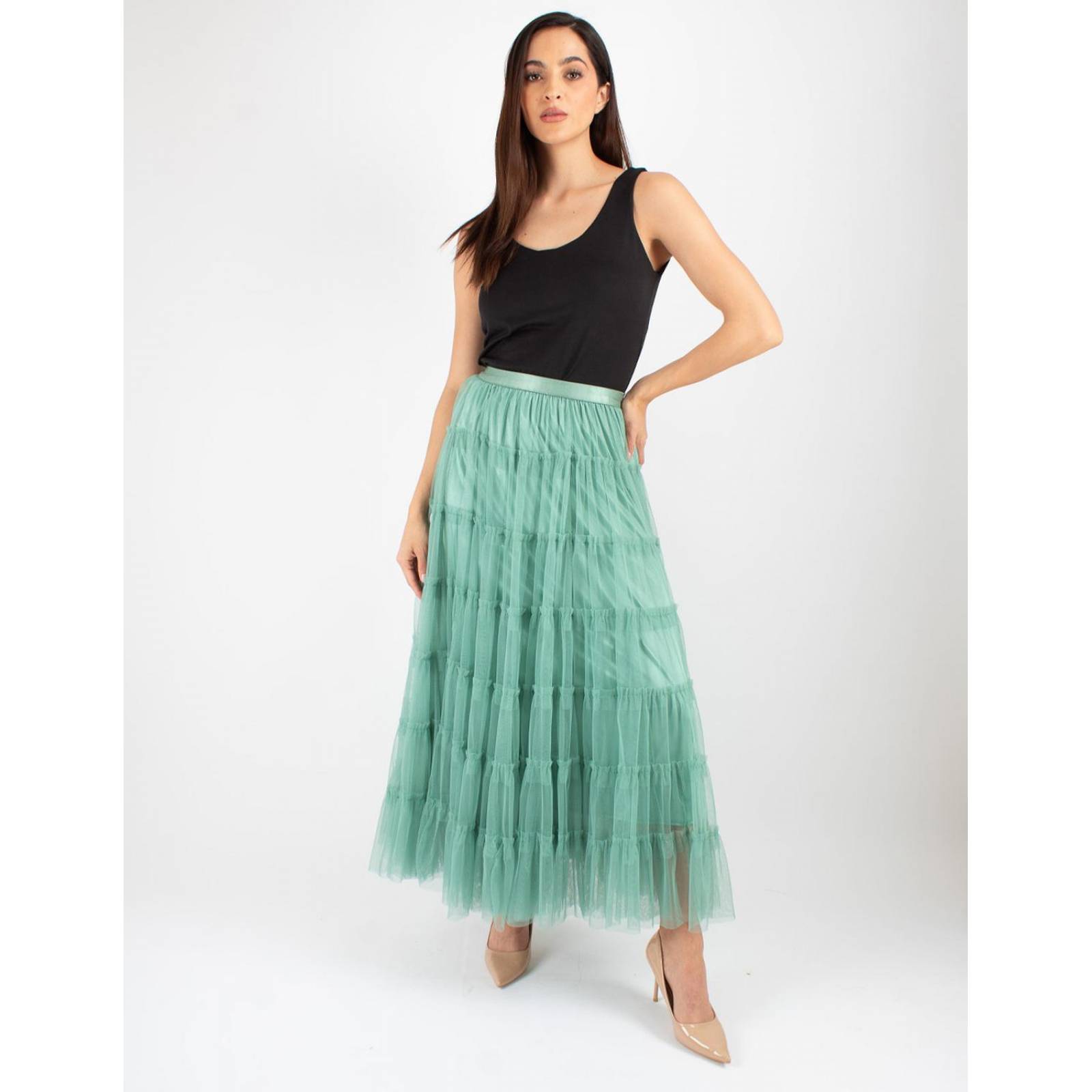 Maxi falda de tul con vuelo 