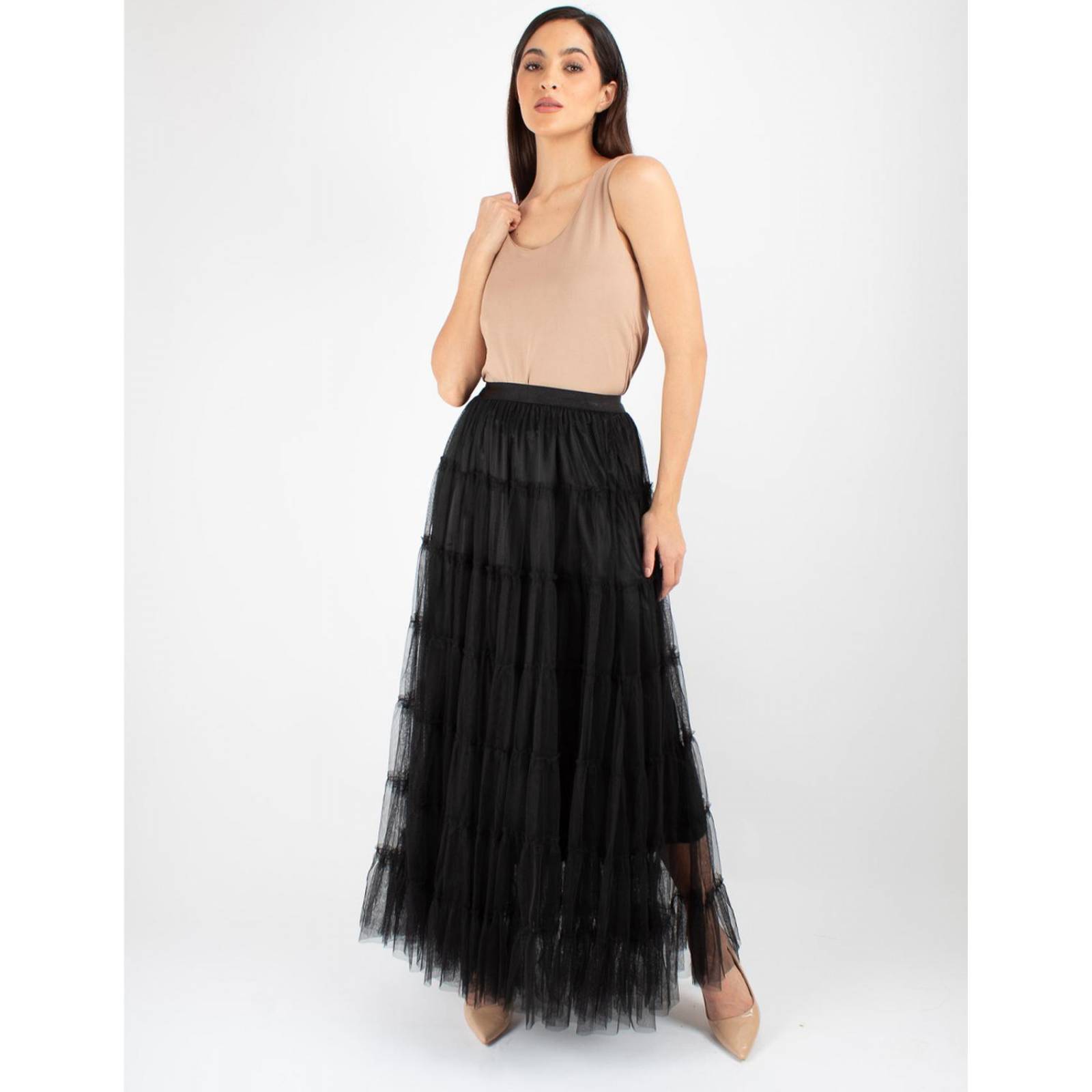 Maxi falda de tul con vuelo 