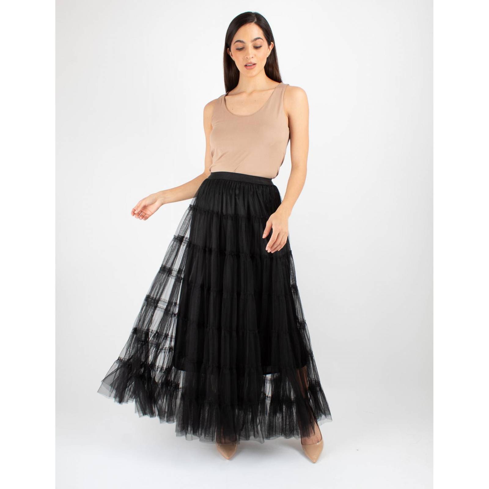 Maxi falda de tul con vuelo 