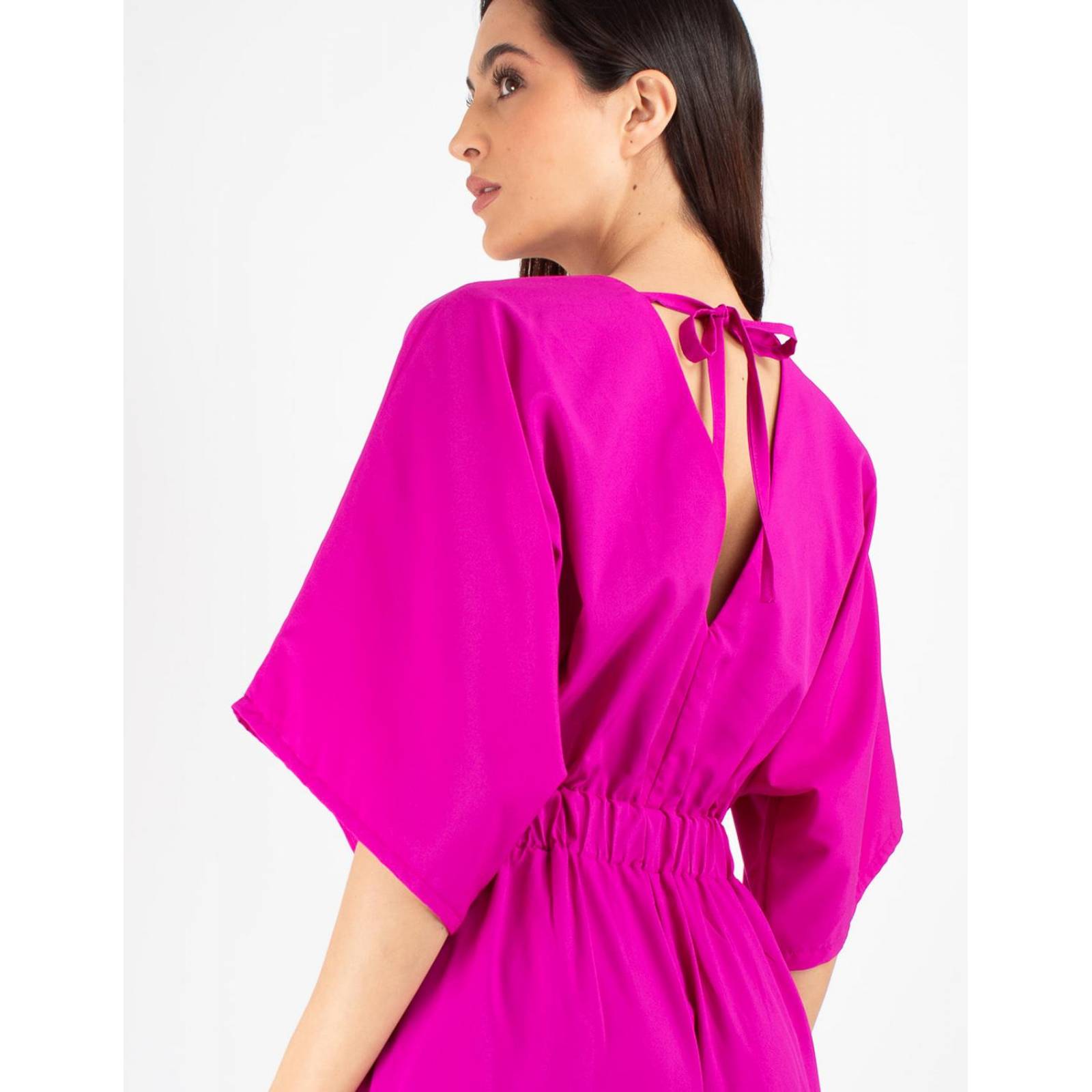Maxi vestido manga kimono con aberturas al frente 