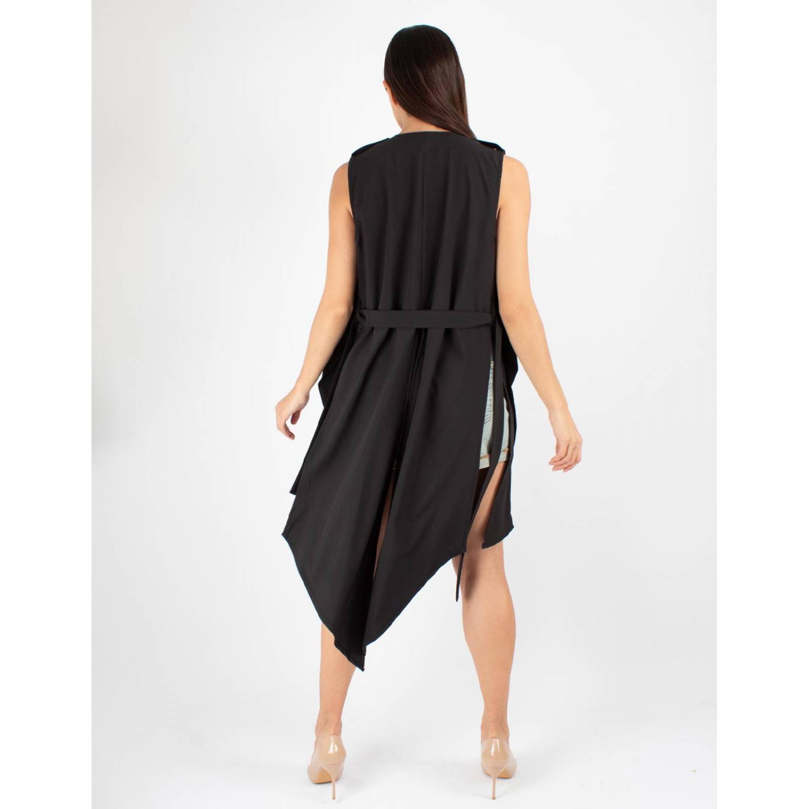 Maxi chaleco asimétrico con cinto 