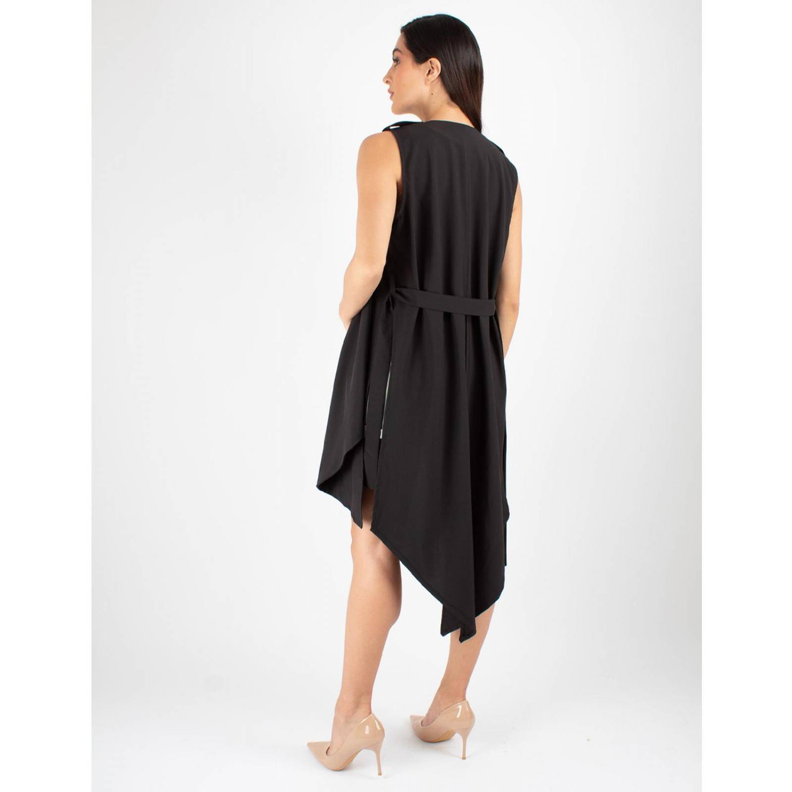Maxi chaleco asimétrico con cinto 