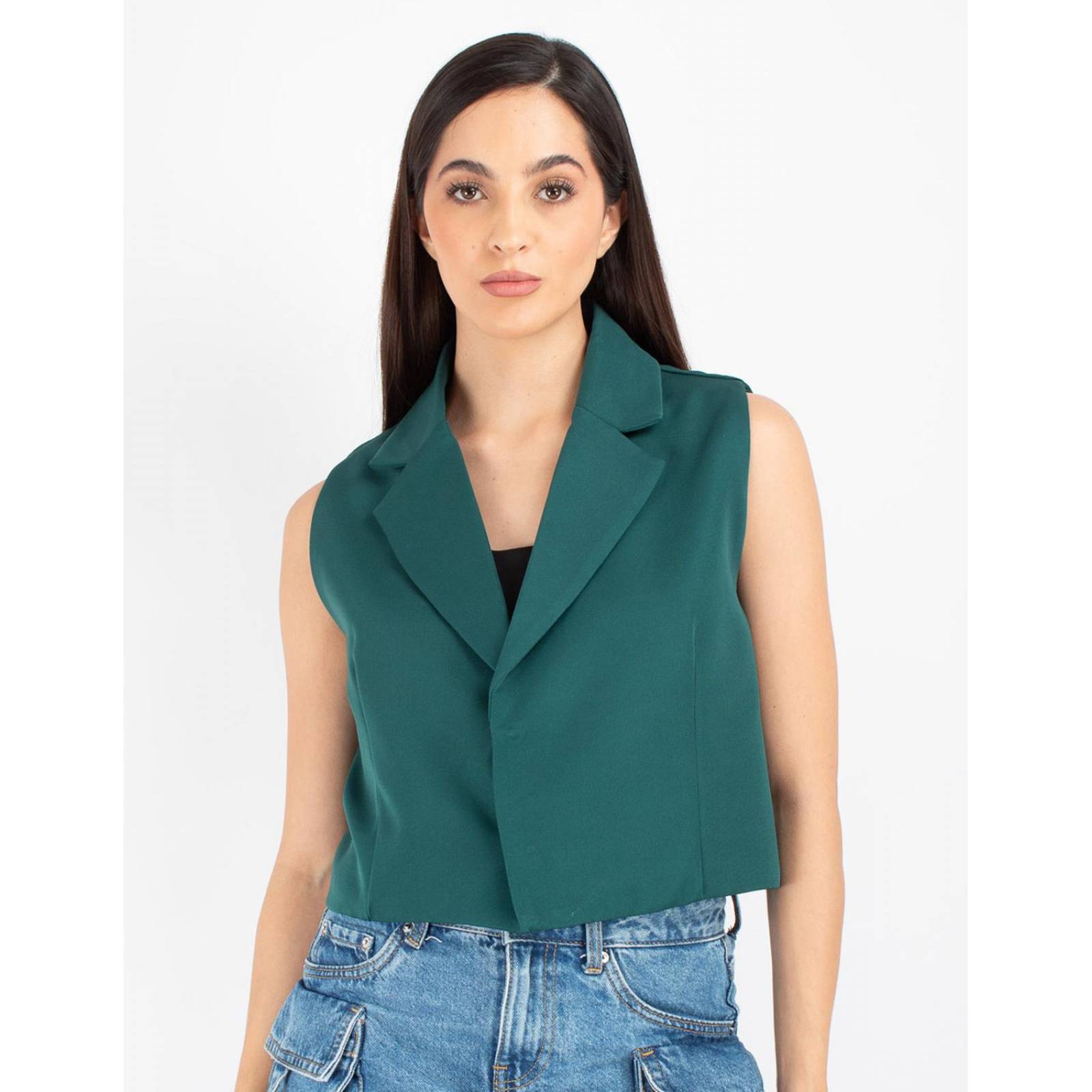 Chaleco corto con botones de presion 