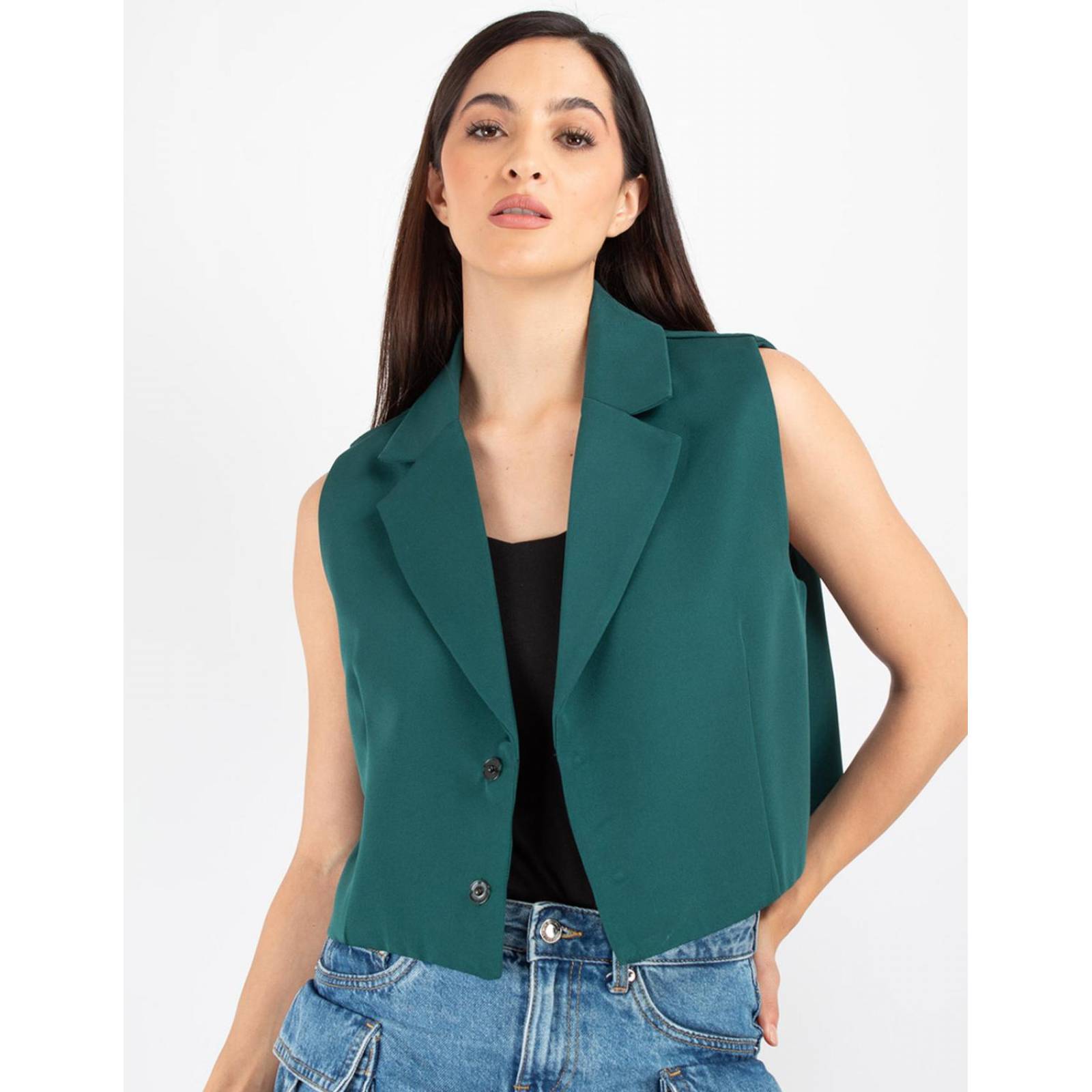 Chaleco corto con botones de presion 