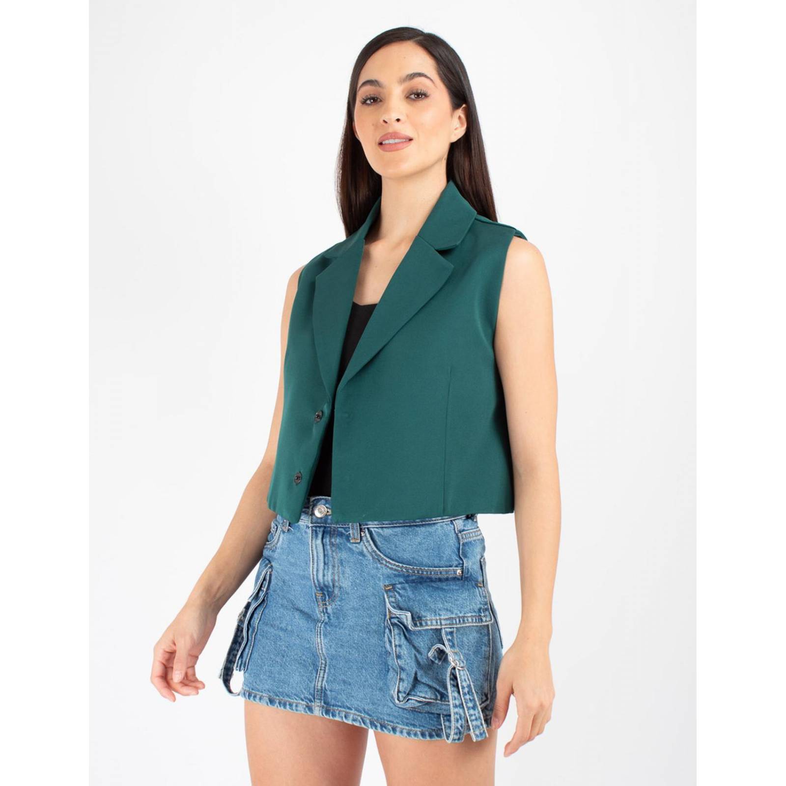 Chaleco corto con botones de presion 