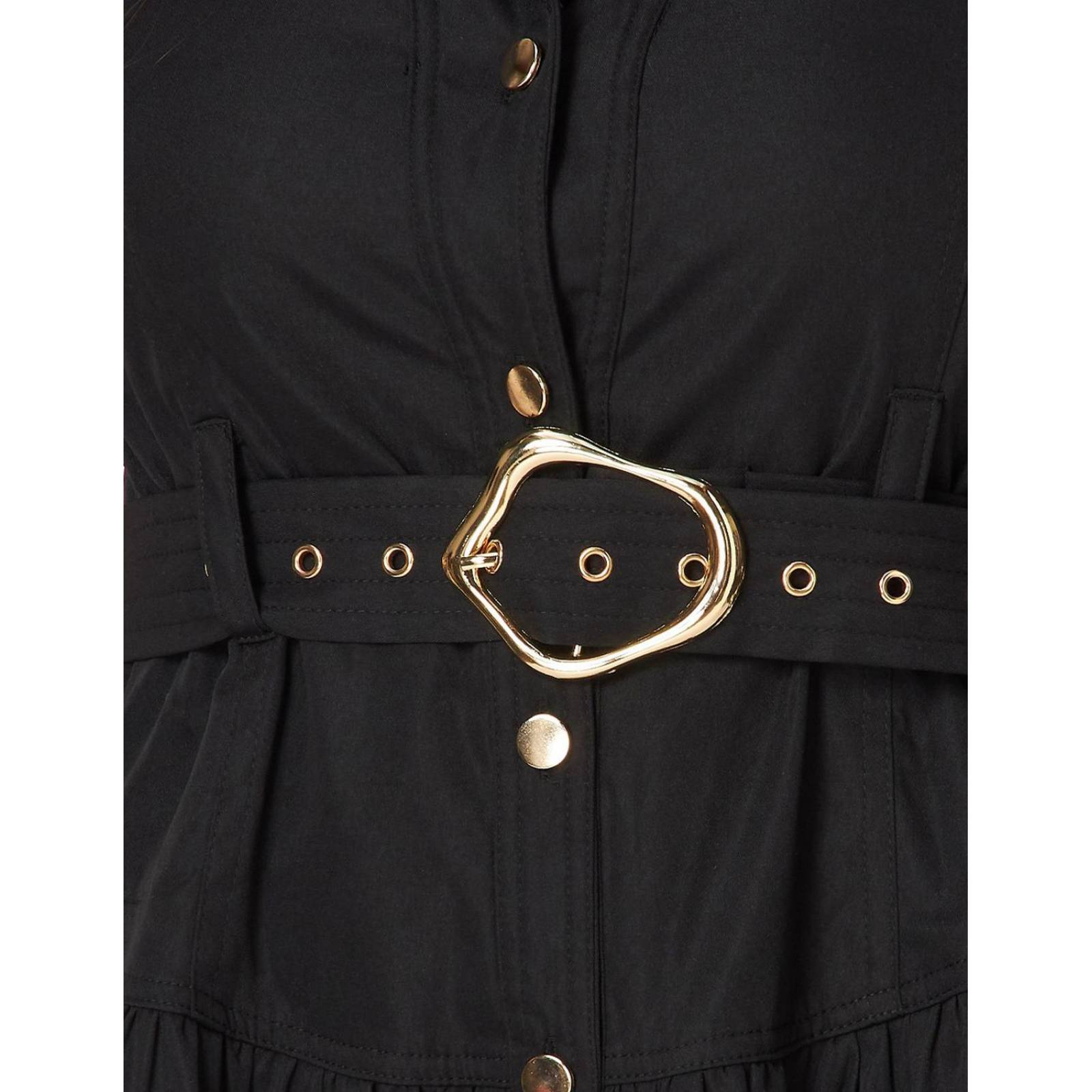 Vestido cuello camisero, manga corta y cinto 