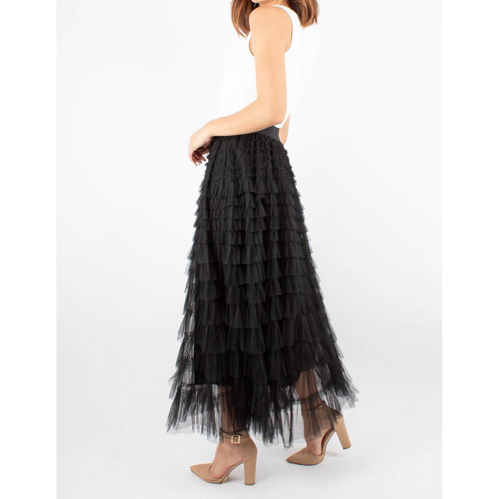 Falda maxi olanes fruncidos 