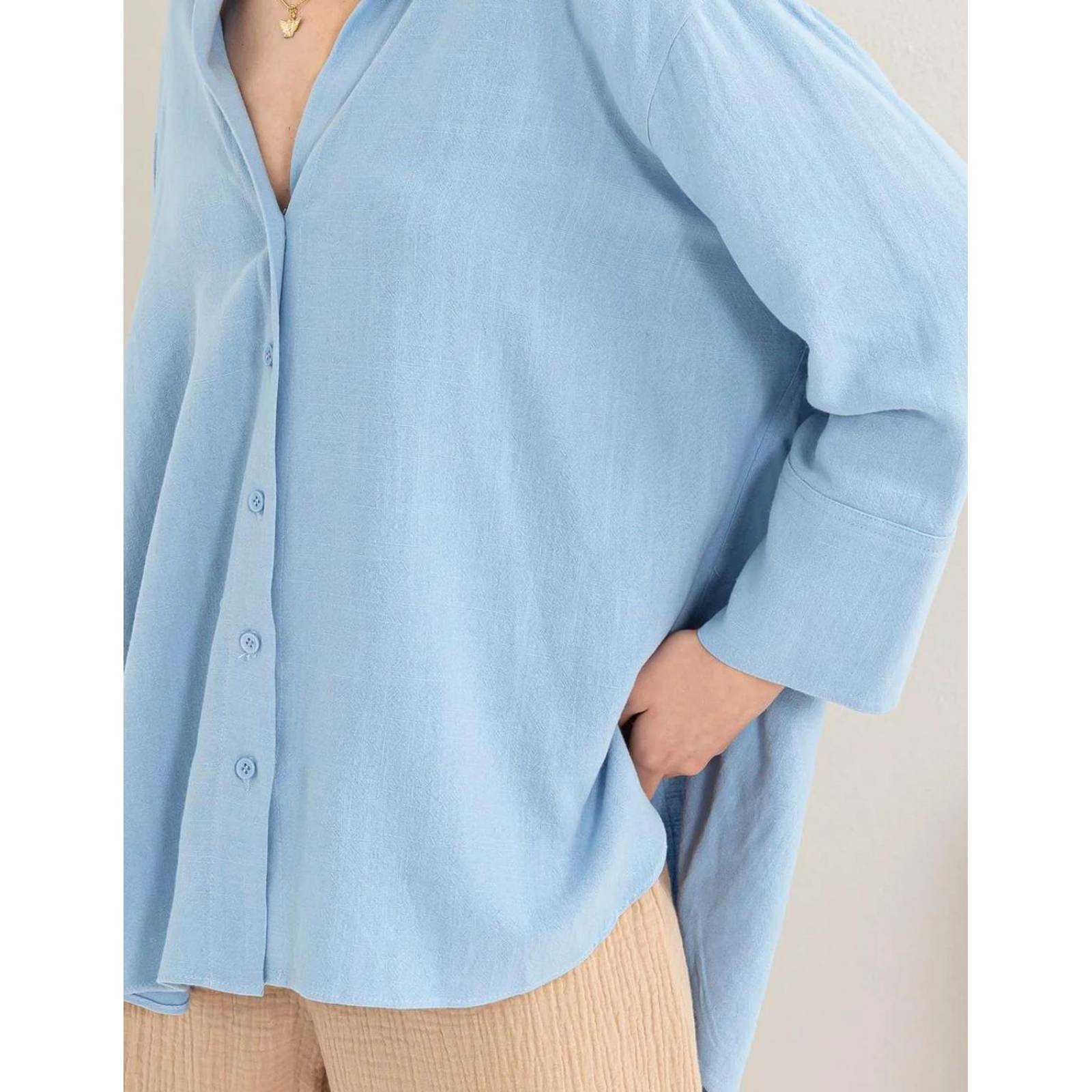 Blusa camisera oversize de lino 