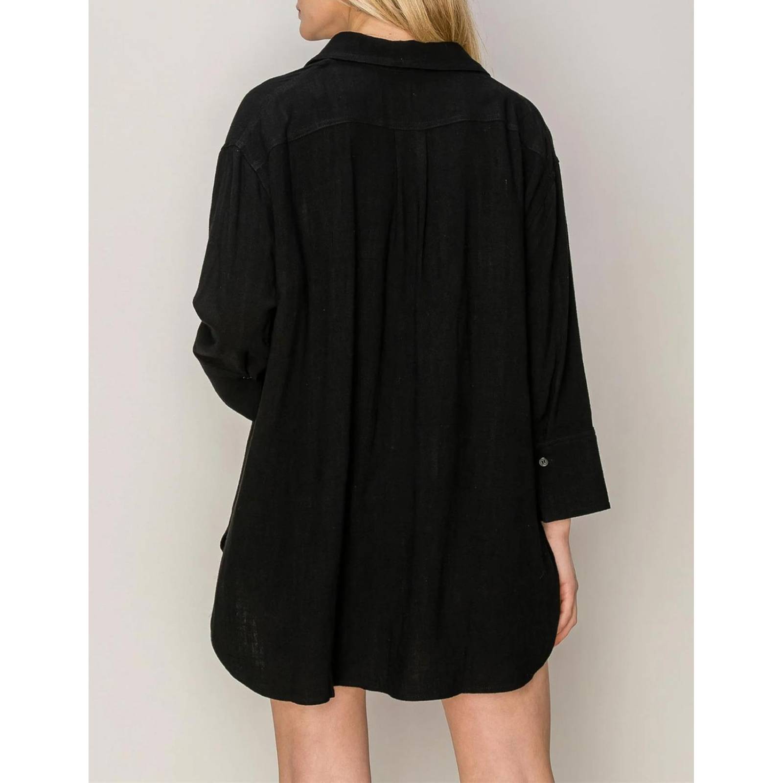 Blusa camisera oversize de lino 
