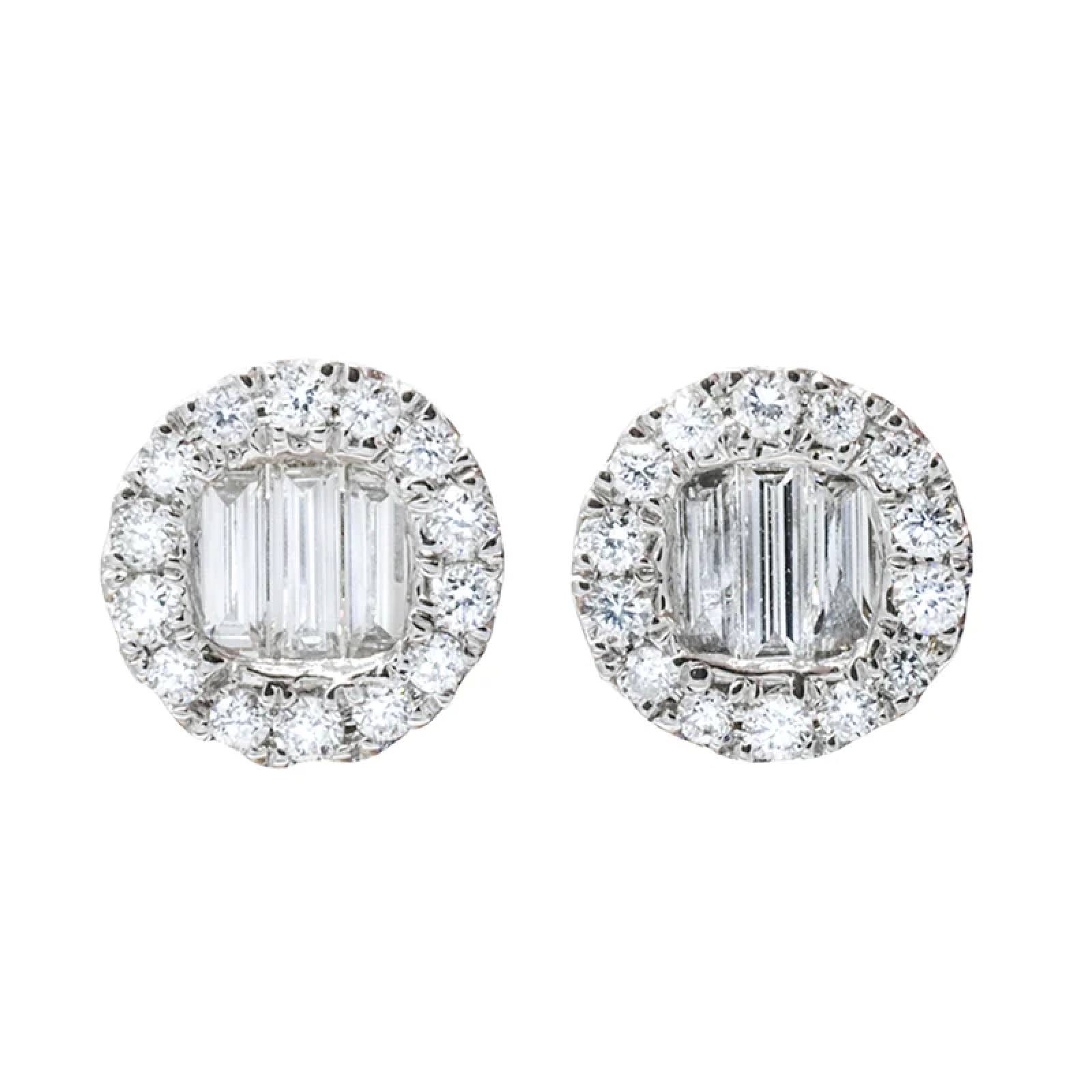 Aretes de Oro Blanco 14K con Diamantes