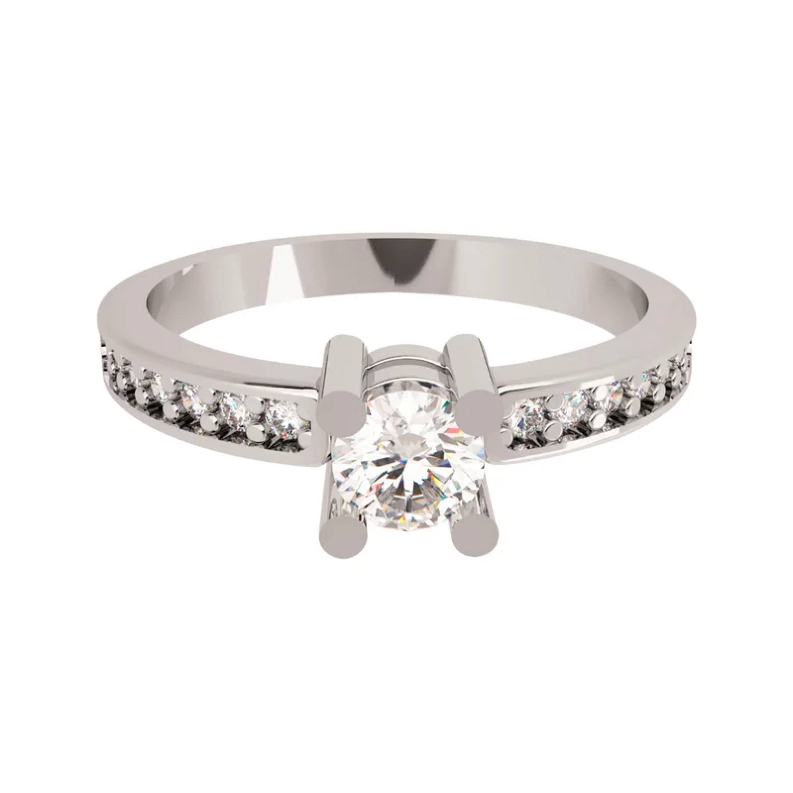 Anillo de Compromiso de Oro Blanco 14K con Diamantes