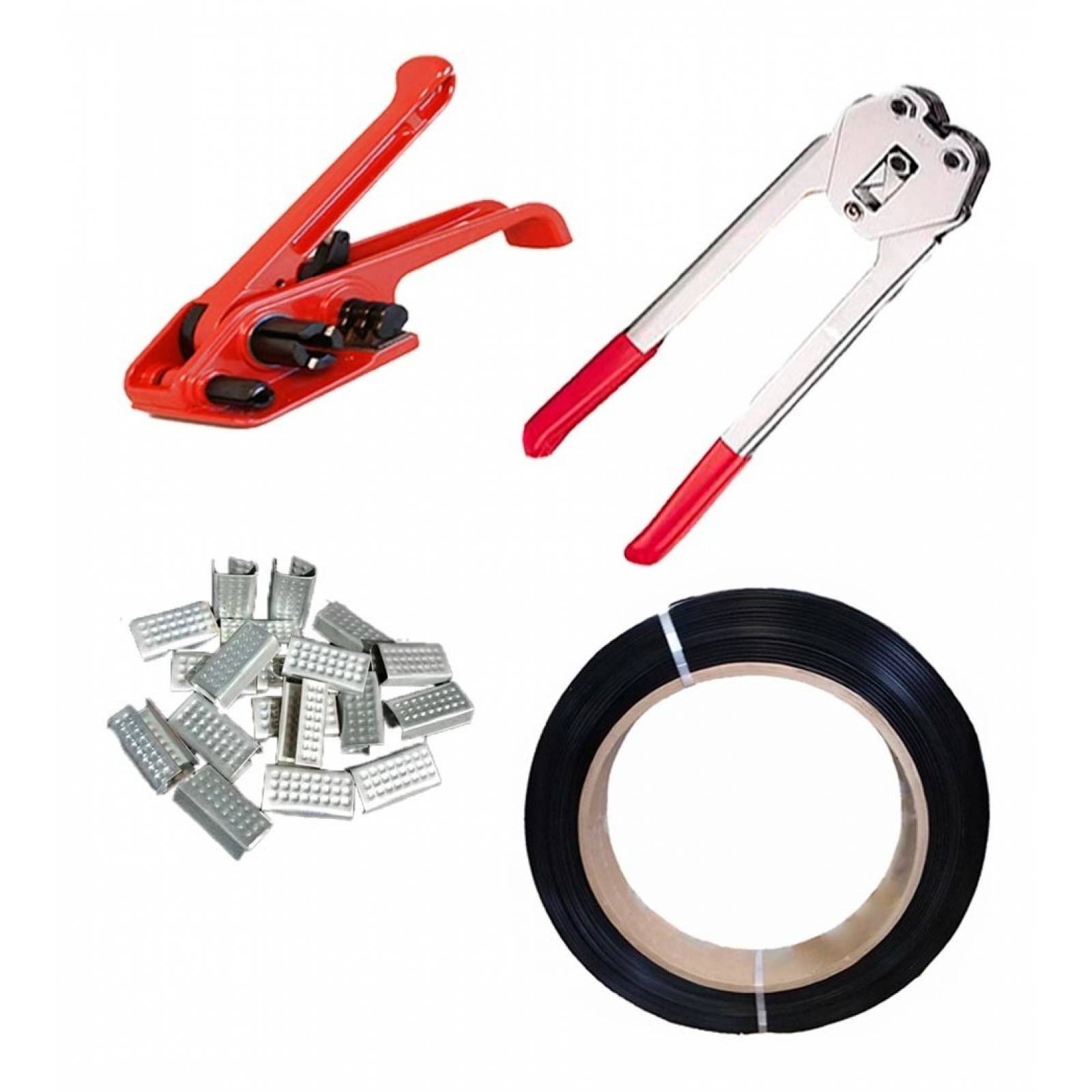 Kit Flejadora Manual Uso Rudo Fleje Grapas Y Pinzas