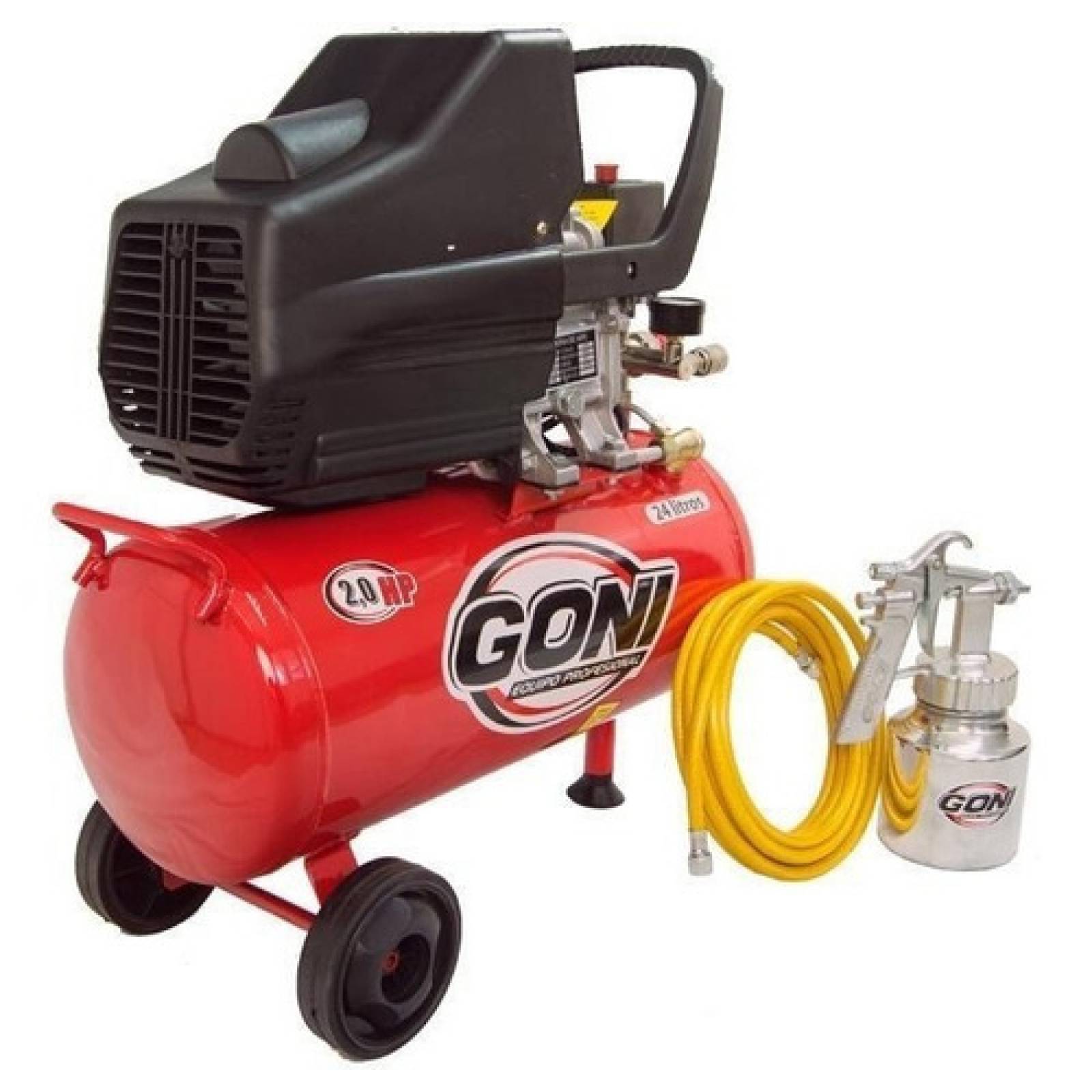 Compresor Aire 24 Litros +manguera + Vaso 930p Goni