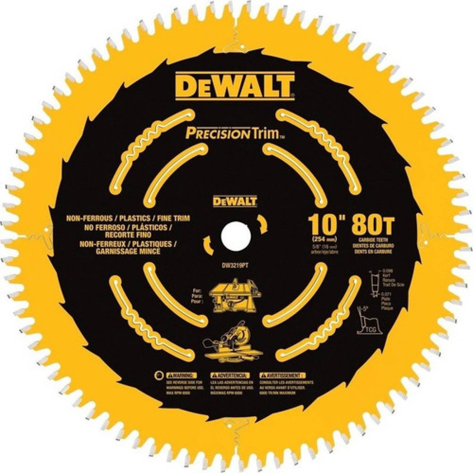 Disco Sierra 80 Dientes 10in Aluminio Dw3219pt Dewalt