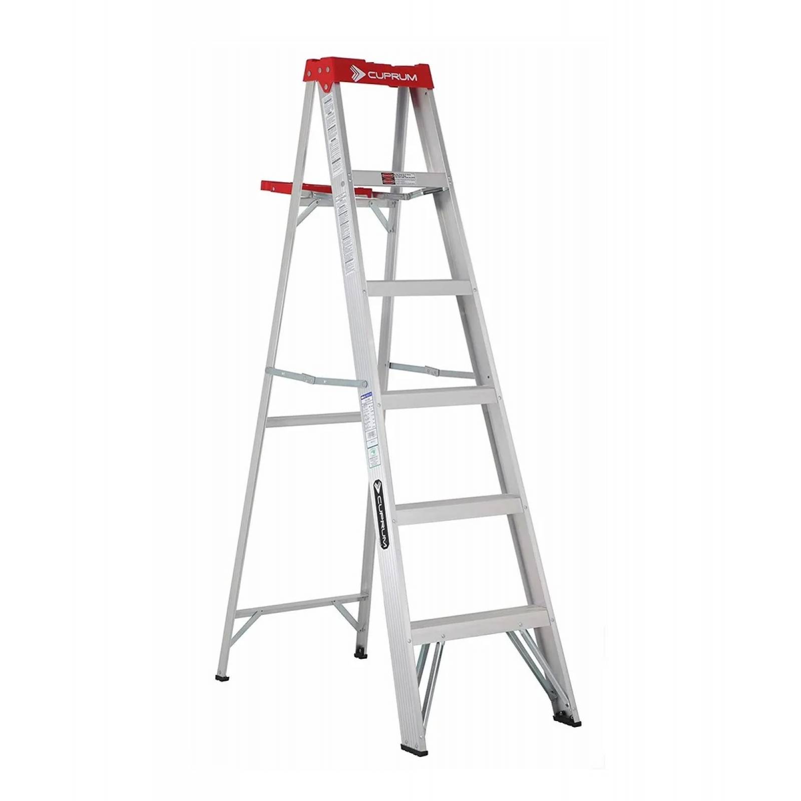 Escalera de aluminio tijera Cuprum C-2312-06N gris y rojo