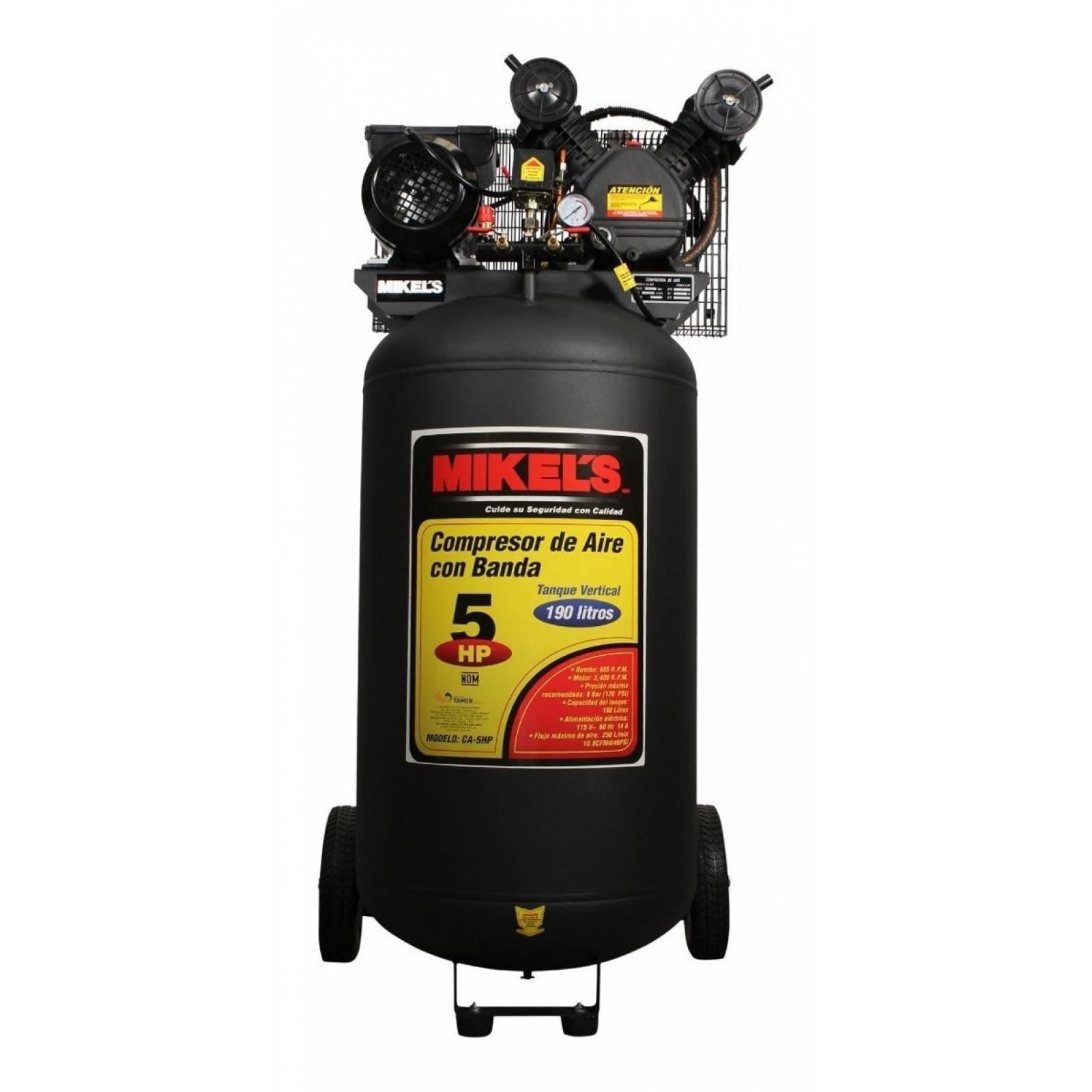 Compresor Aire 5Hp 190 Lts Con Banda