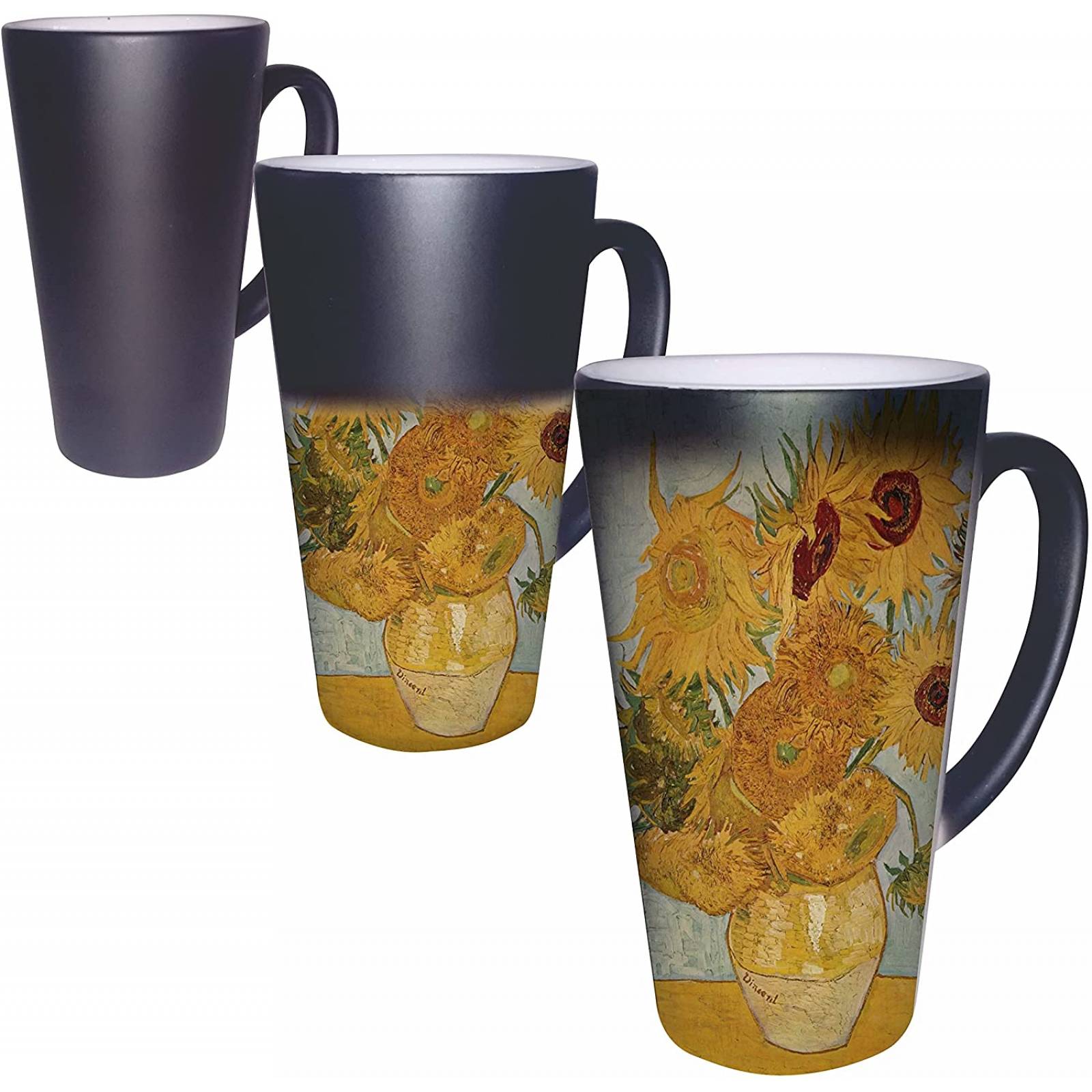  Taza Mágica Grande Girasoles. Vincent Van Gogh. Cónica 17 Oz
