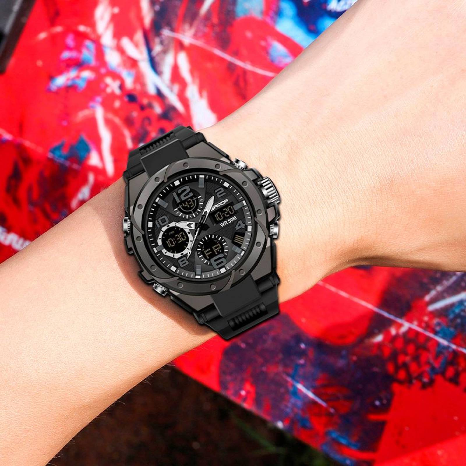 Reloj Dual Militar Deportivo Digital Uso Rudo Resistencia Contra Agua 5 bar SD 