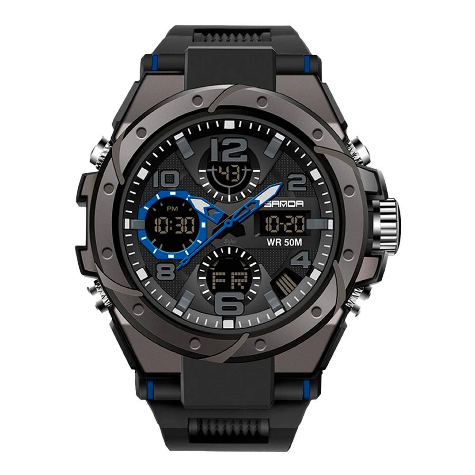 Reloj Dual Militar Deportivo Digital Uso Rudo Resistencia Contra Agua 5 bar SD