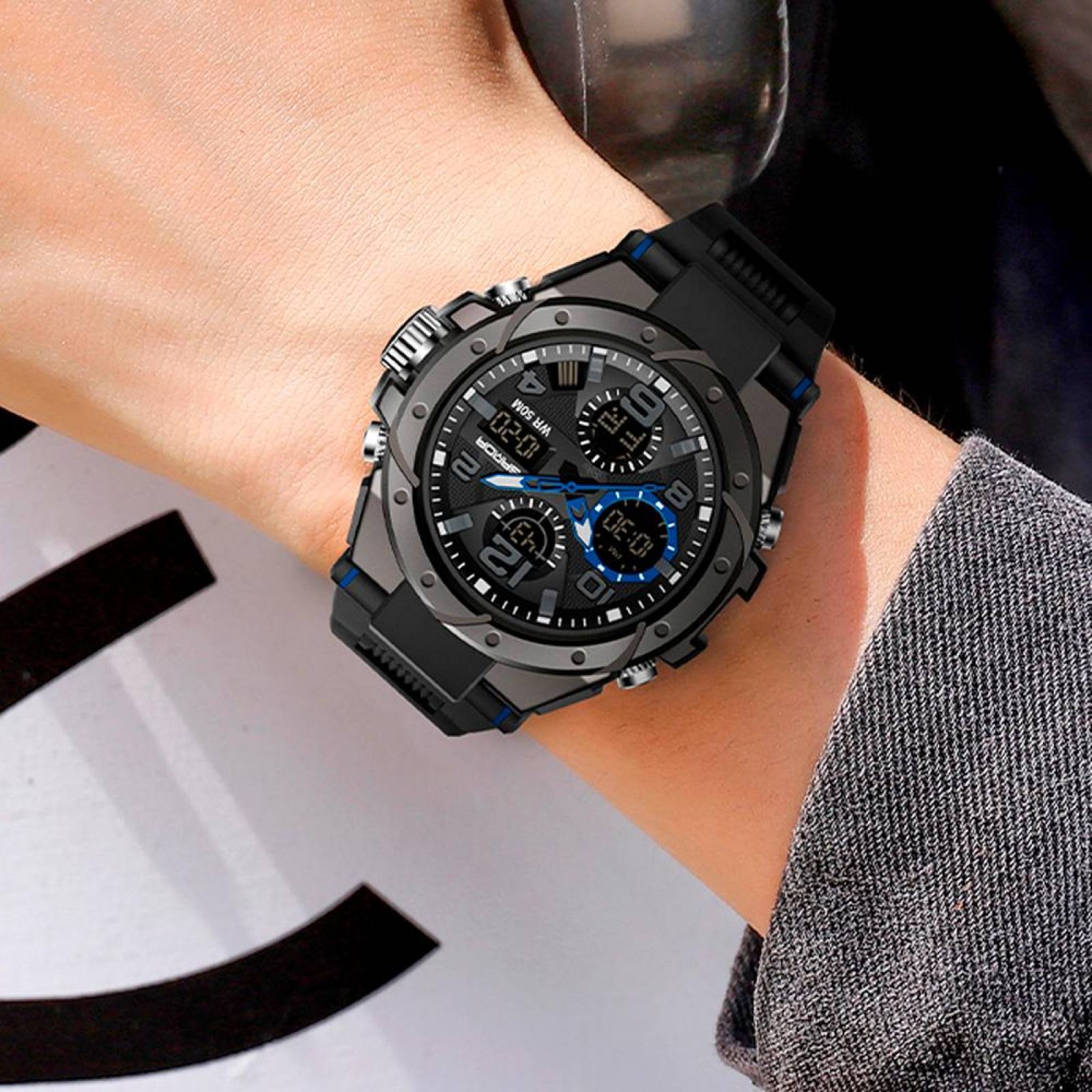 Reloj Dual Militar Deportivo Digital Uso Rudo Resistencia Contra Agua 5 bar SD