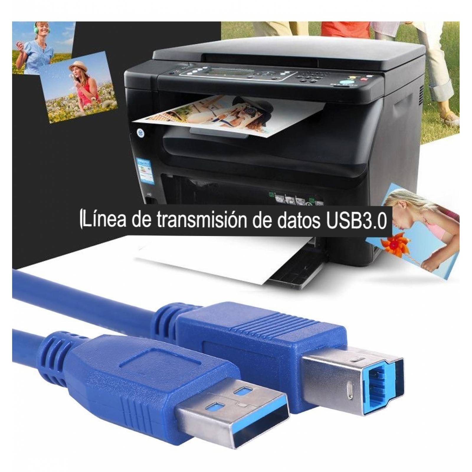 Cable Impresora Usb 3.0 A a B Velocidad 5gbps para HP Epson Xerox Universal 1.5m 